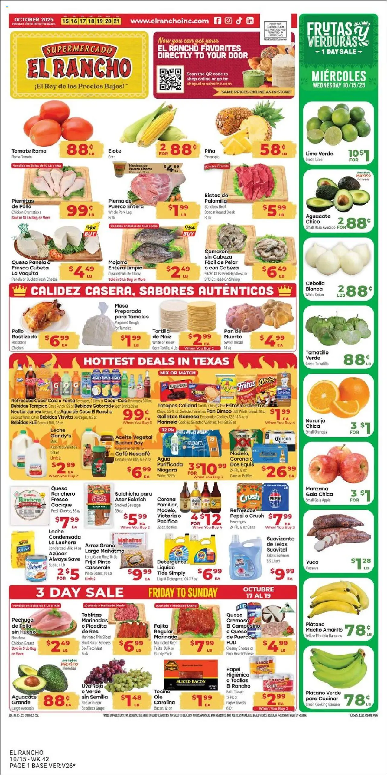 El Rancho Weekly Ad - page 1- valid from 10/15/2025