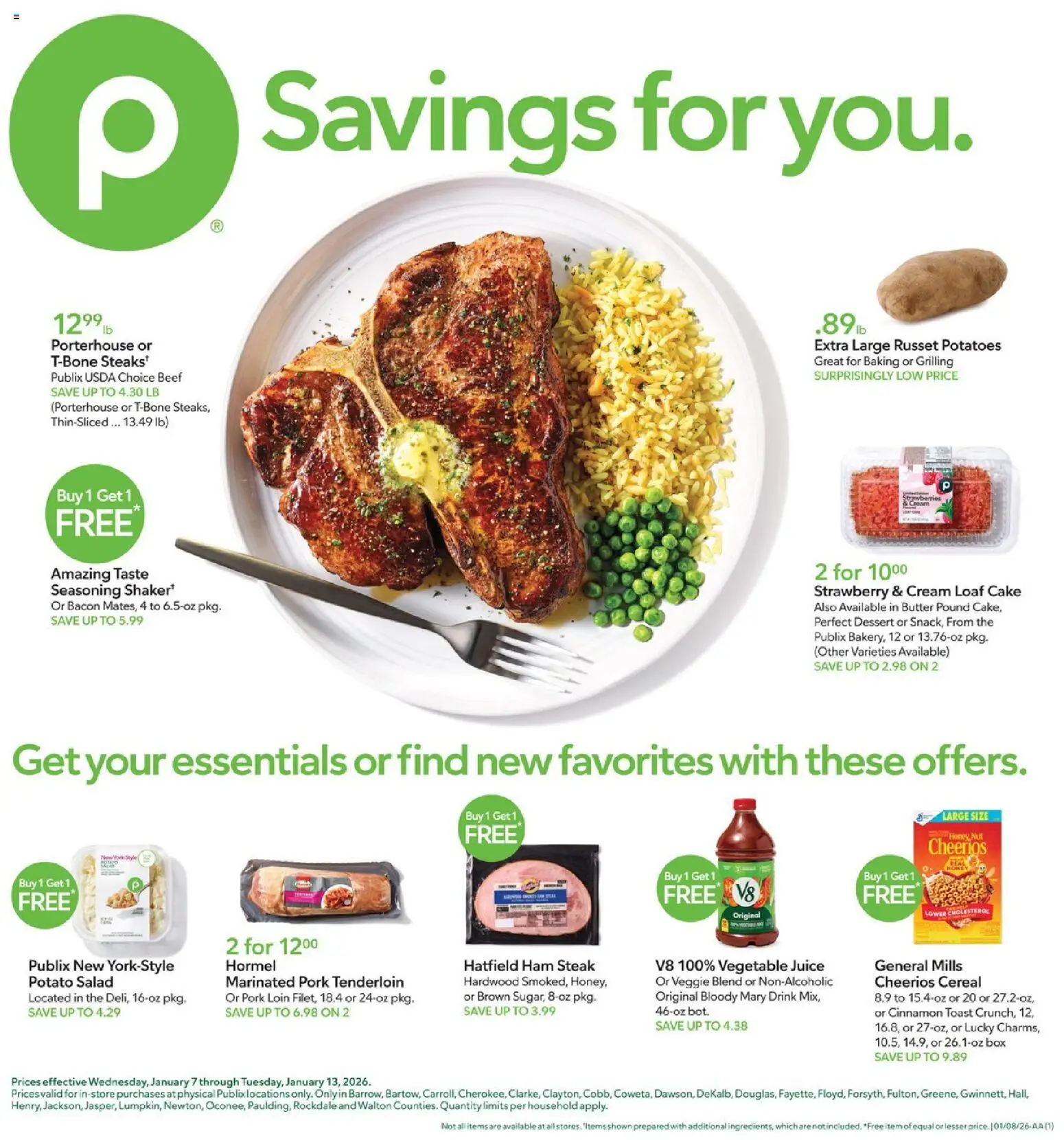 Publix Weekly Ad - page 1- valid from 01/07/2026