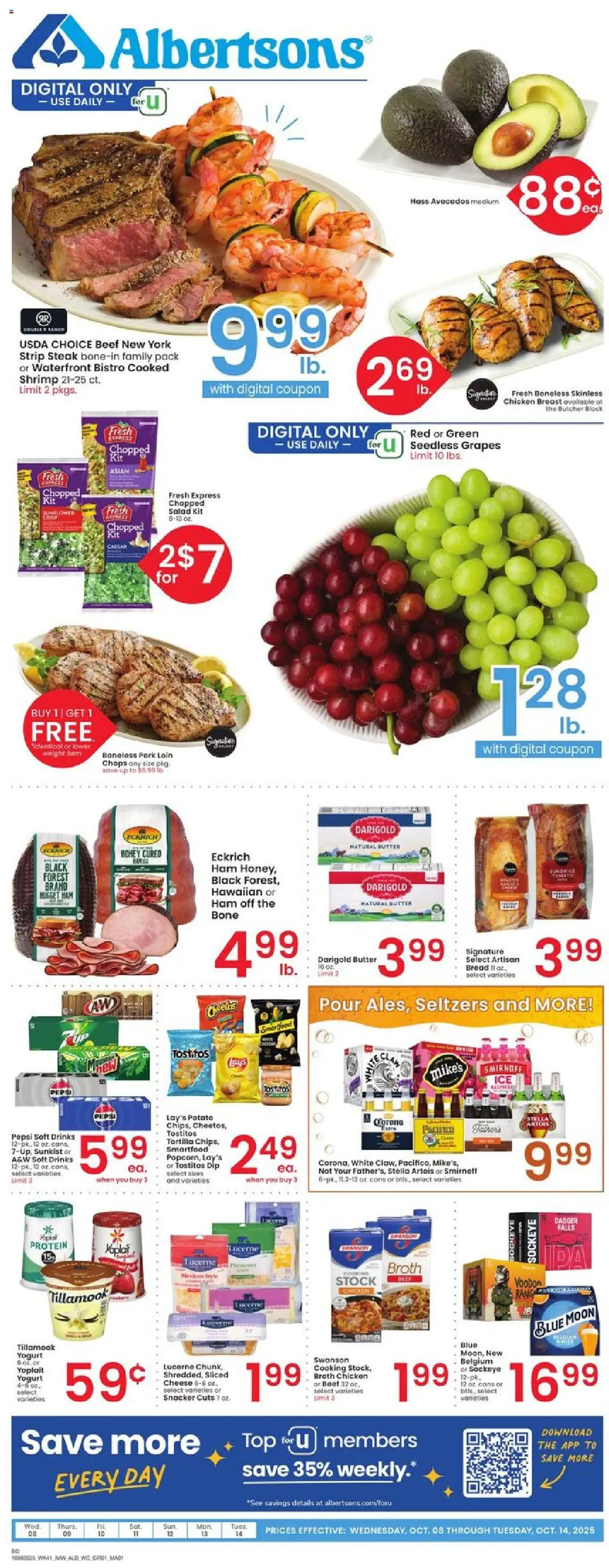 Albertsons Weekly Ad - page 1- valid from 10/08/2025