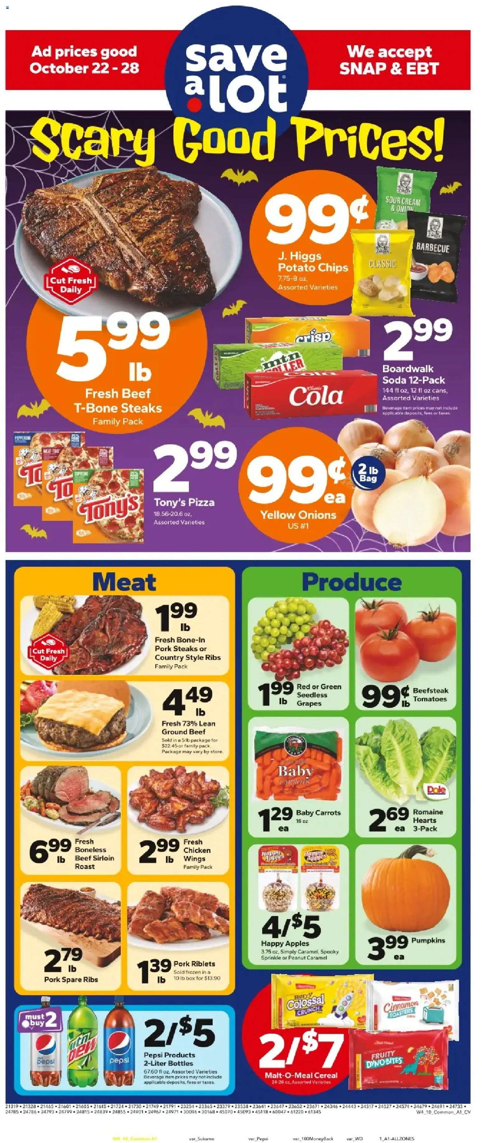 Save a Lot Weekly Ad - page 1- valid from 10/22/2025