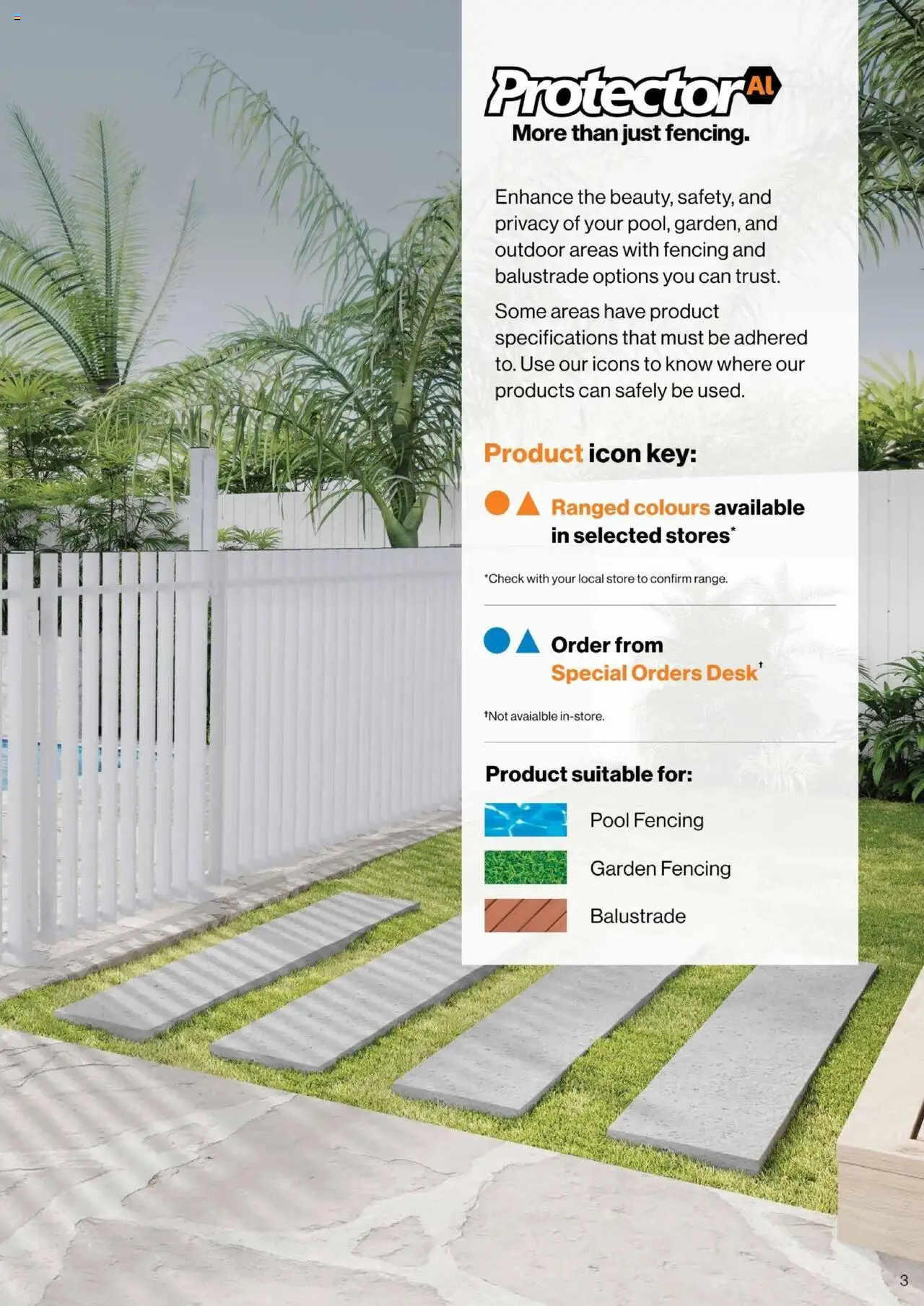 Bunnings Warehouse - Protectoral Aluminium and Glass Fencing Brochure - page 3- valid from 22/09/2025