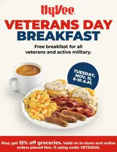 Preview HyVee Veterans Day Breakfast valid from 11/11/2025