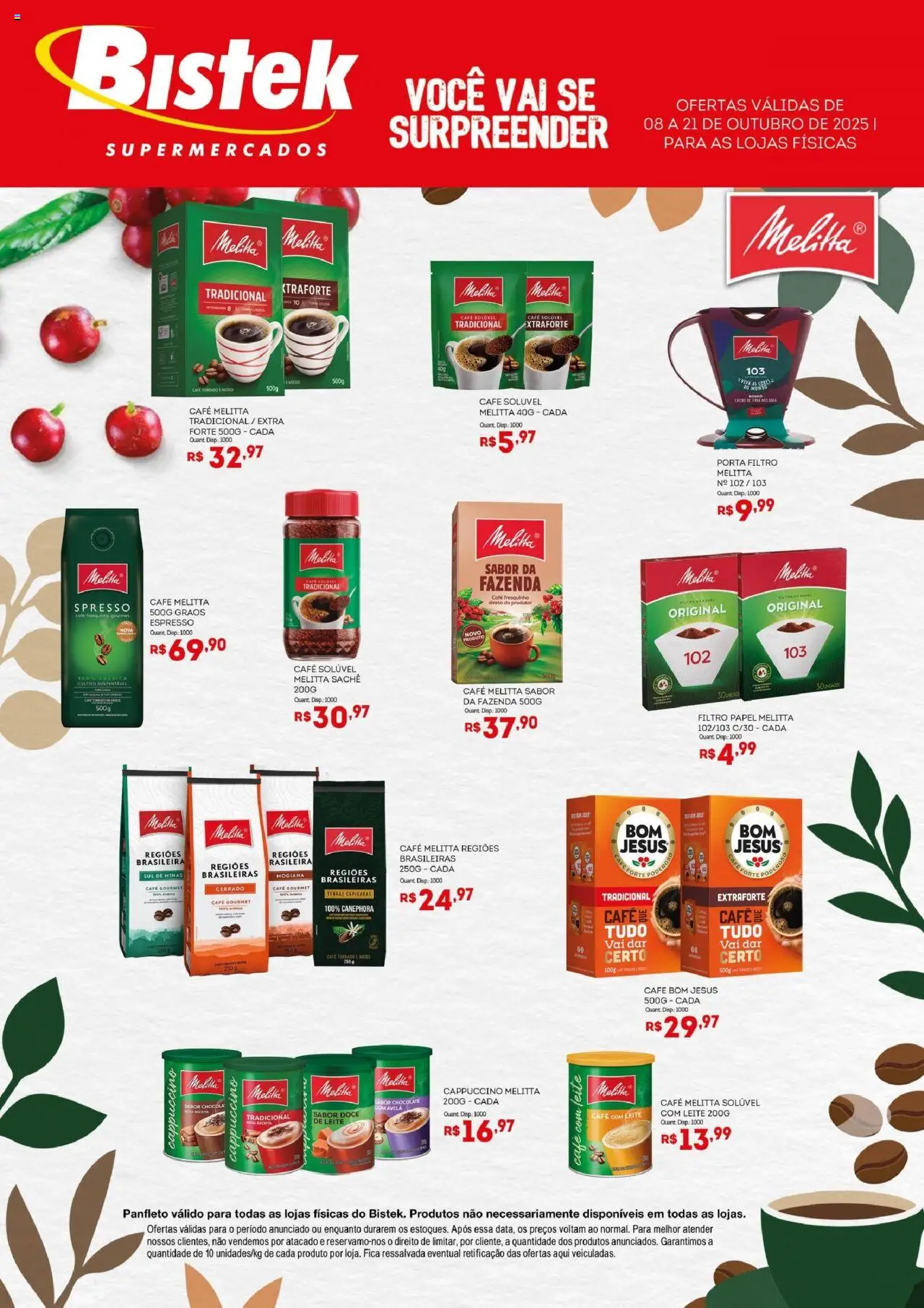 Bistek Supermercados - Ofertas Melitta e Reckitt - página 1- válido a partir de 08/10/2025
