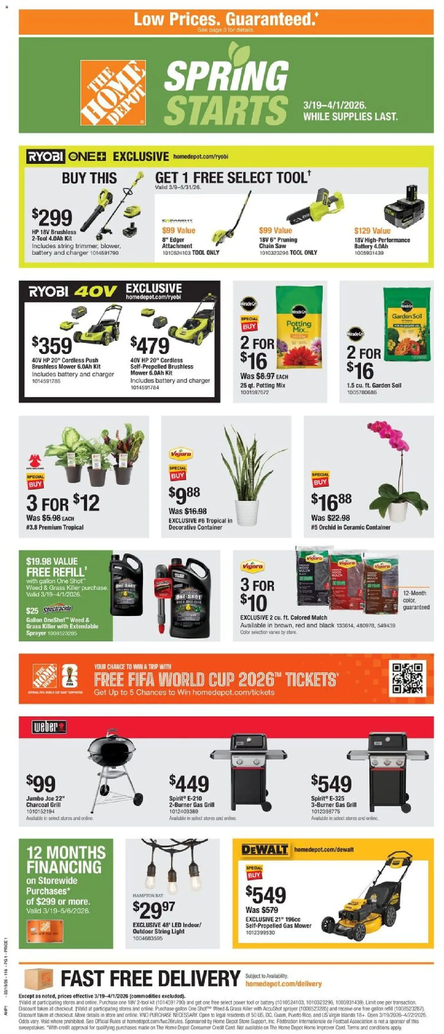 Home Depot Weekly Ad - page 1- valid from 03/19/2026