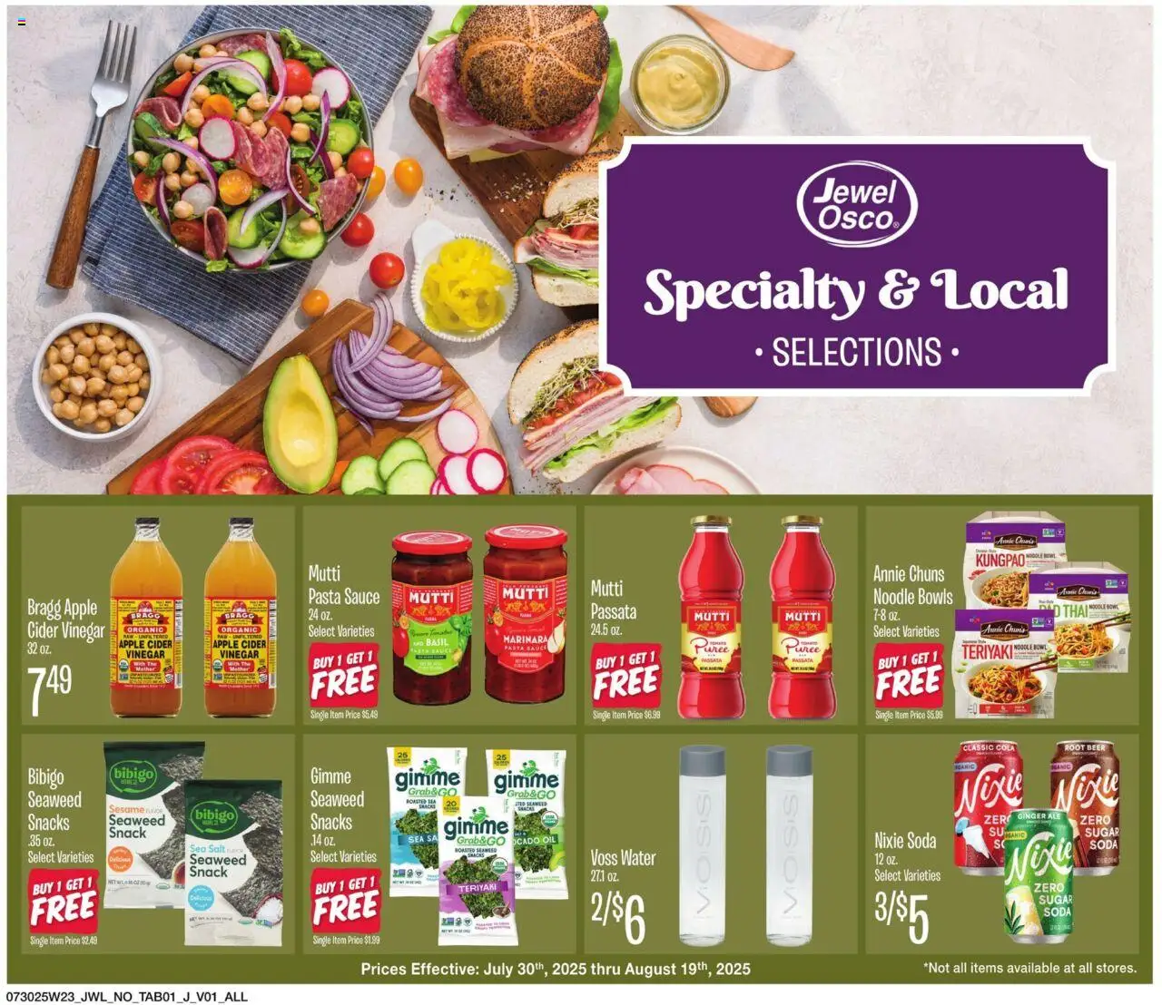 Jewel Osco Specialty Publication - page 1- valid from 07/30/2025