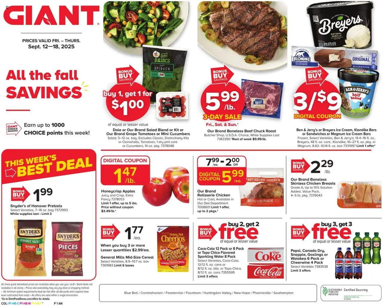 Giant Weekly Ad - page 1- valid from 09/12/2025