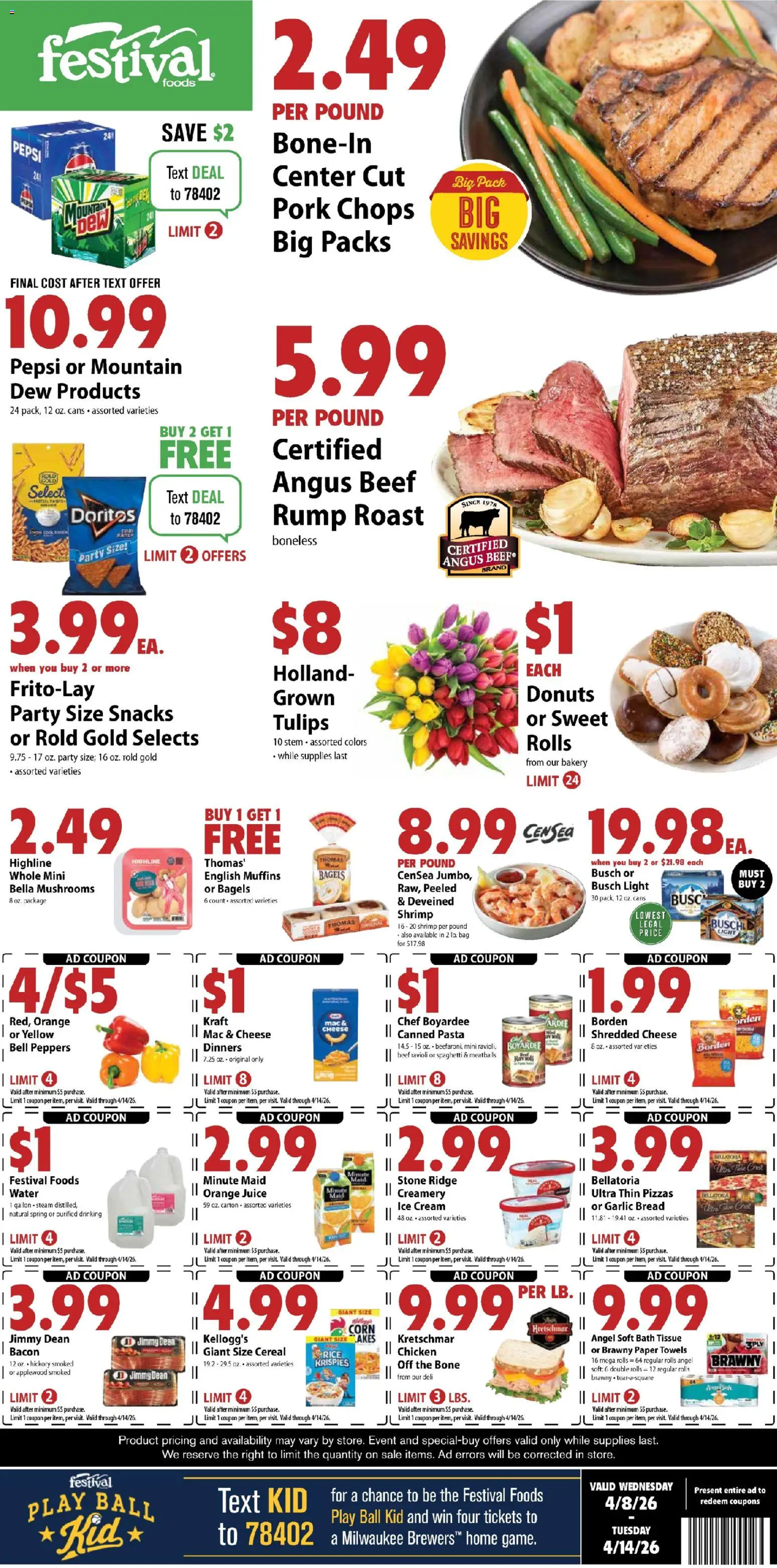 Festival Foods Weekly Ad - page 1- valid from 04/08/2026