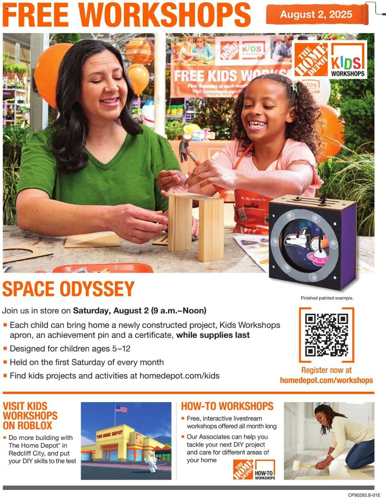 Home Depot Free Workshops - page 1- valid from 07/21/2025