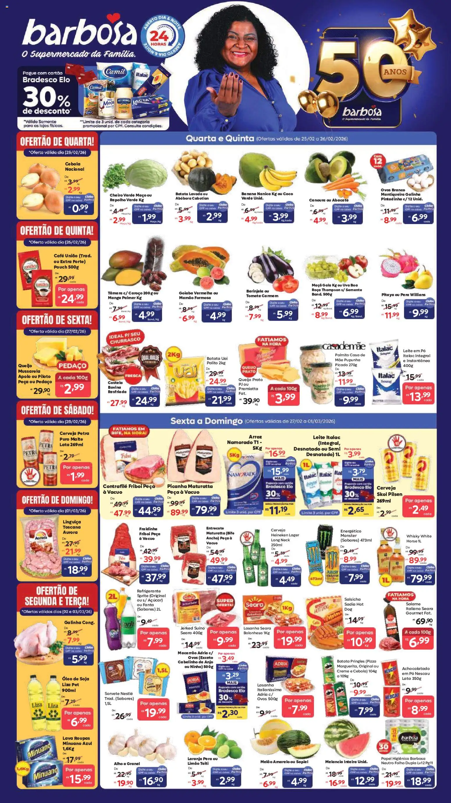 Barbosa Supermercados - Ofertas da semana  - página 1- válido a partir de 25/02/2026
