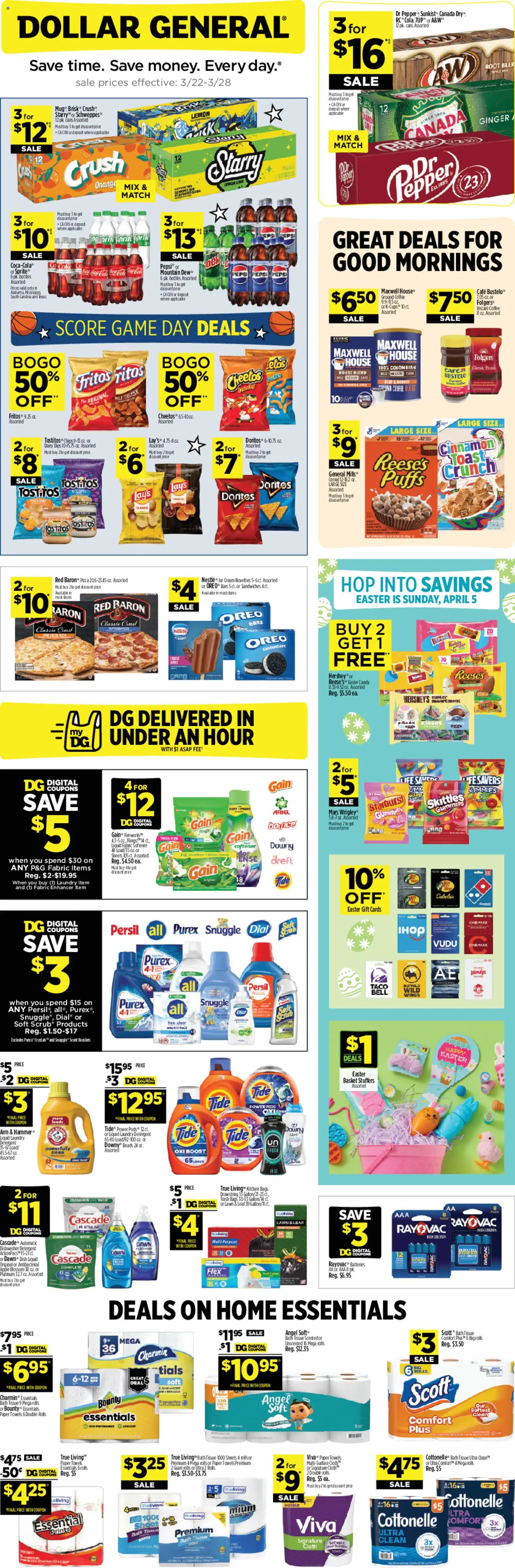 Dollar General Weekly Ad - page 1- valid from 03/22/2026