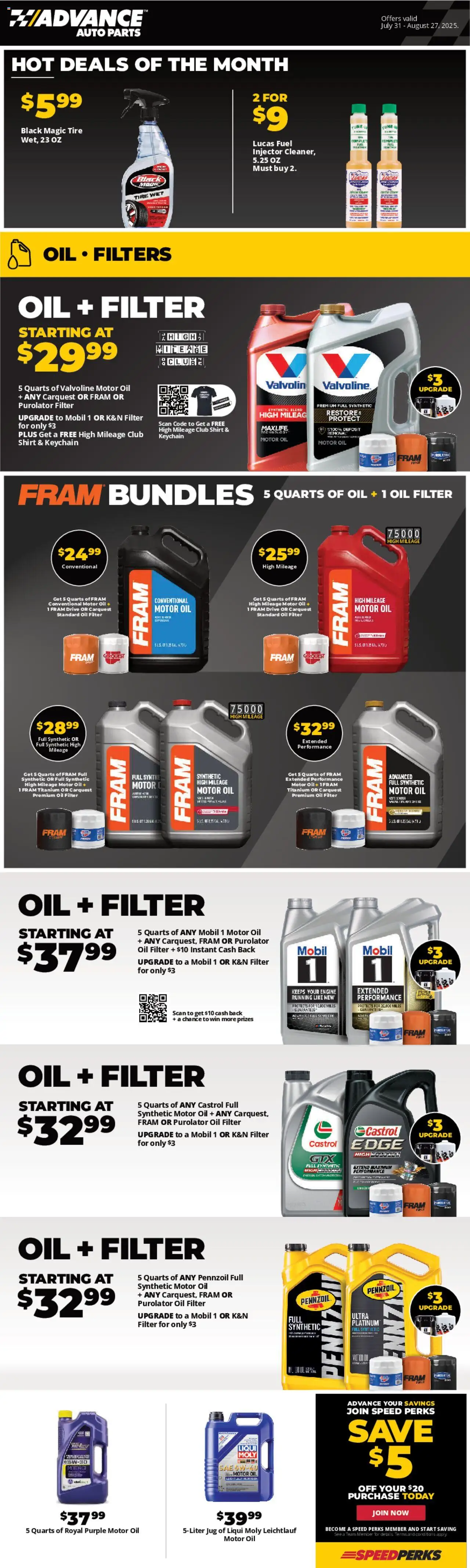Advance Auto Parts Weekly Ad - page 1- valid from 07/31/2025