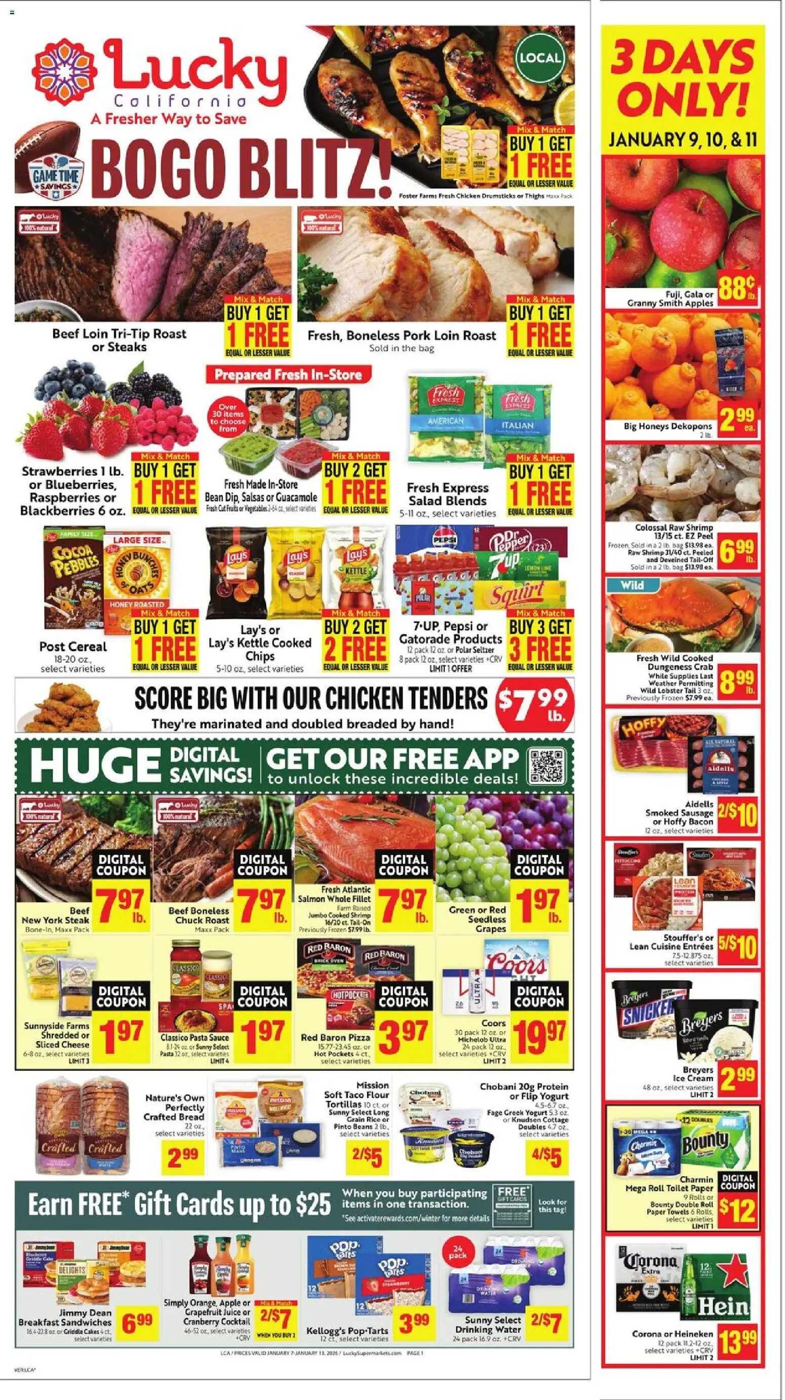 Lucky Supermarkets Weekly Ad - page 1- valid from 01/07/2026