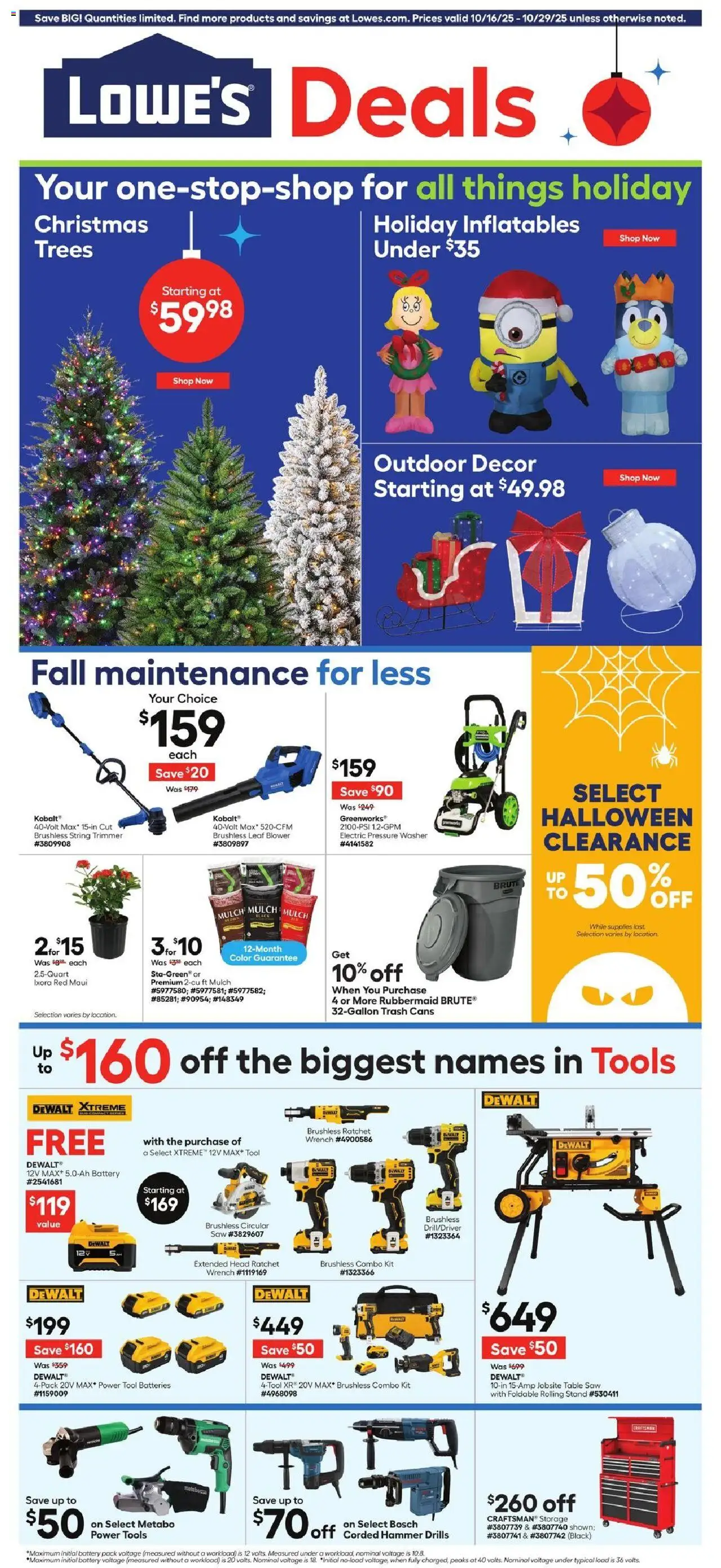 Lowe's Weekly Ad - page 1- valid from 10/16/2025