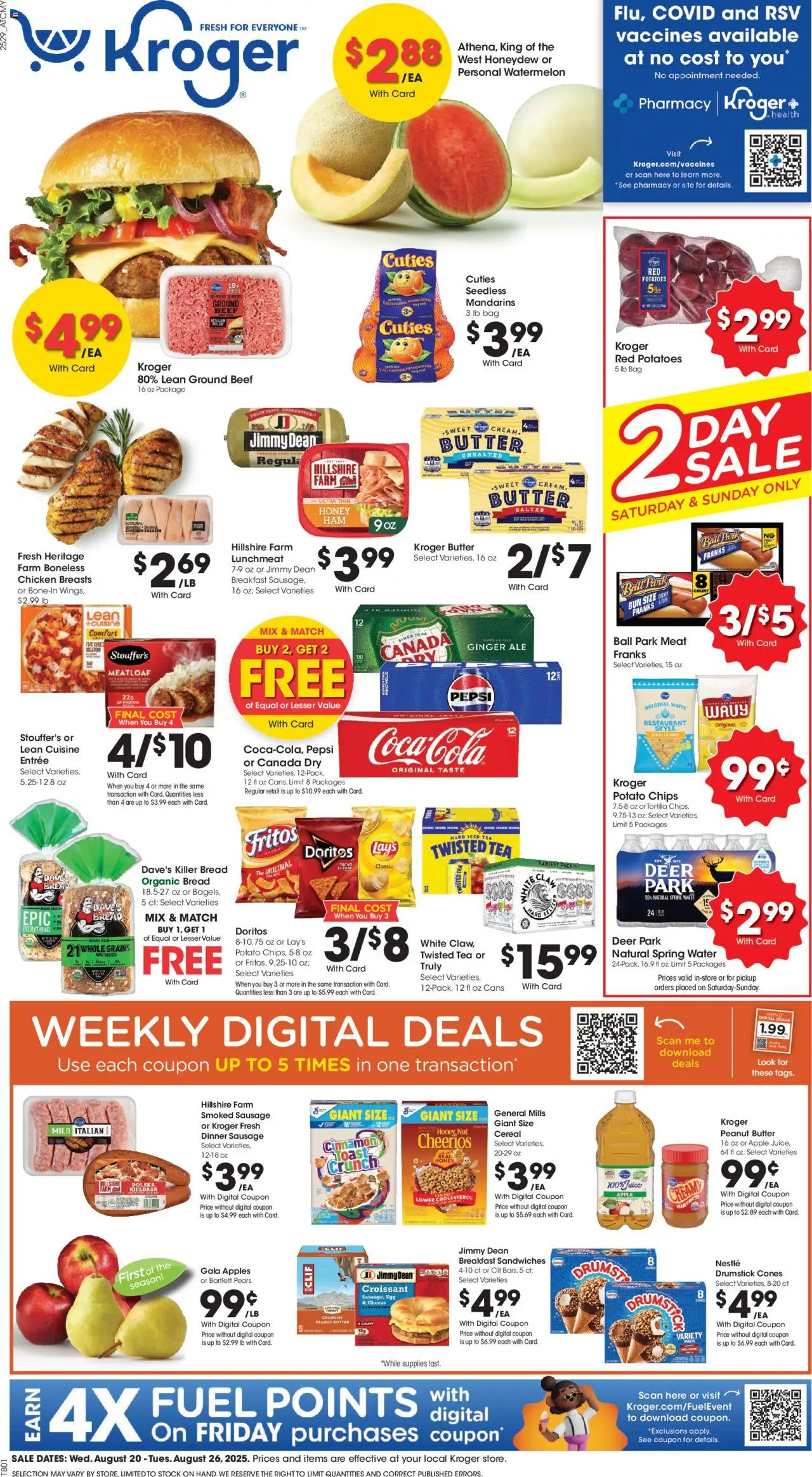 Kroger Weekly Ad - page 1- valid from 08/20/2025