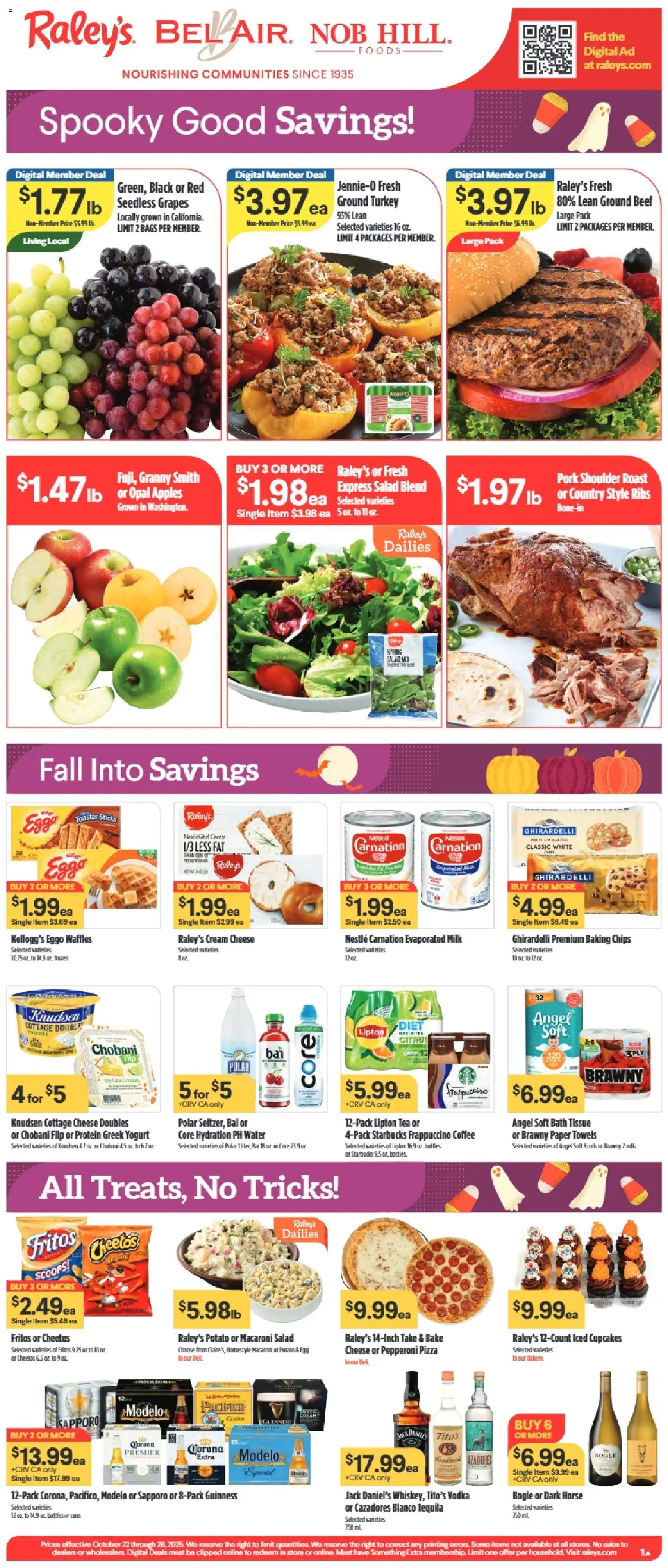 Raley's Weekly Ad - page 1- valid from 10/22/2025