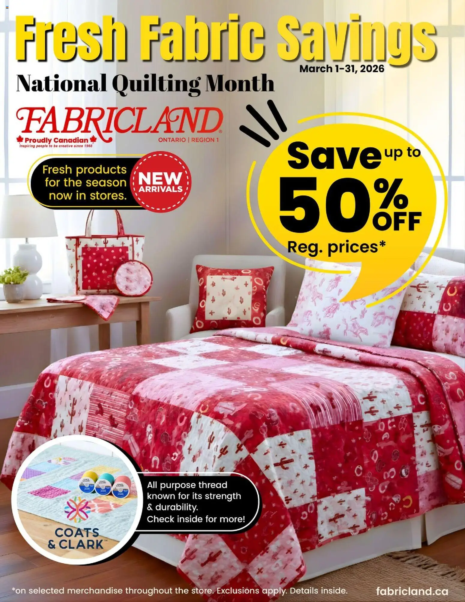 Fabricland weekly flyer / circulaire - page 1- valid from Mar 1, 2026