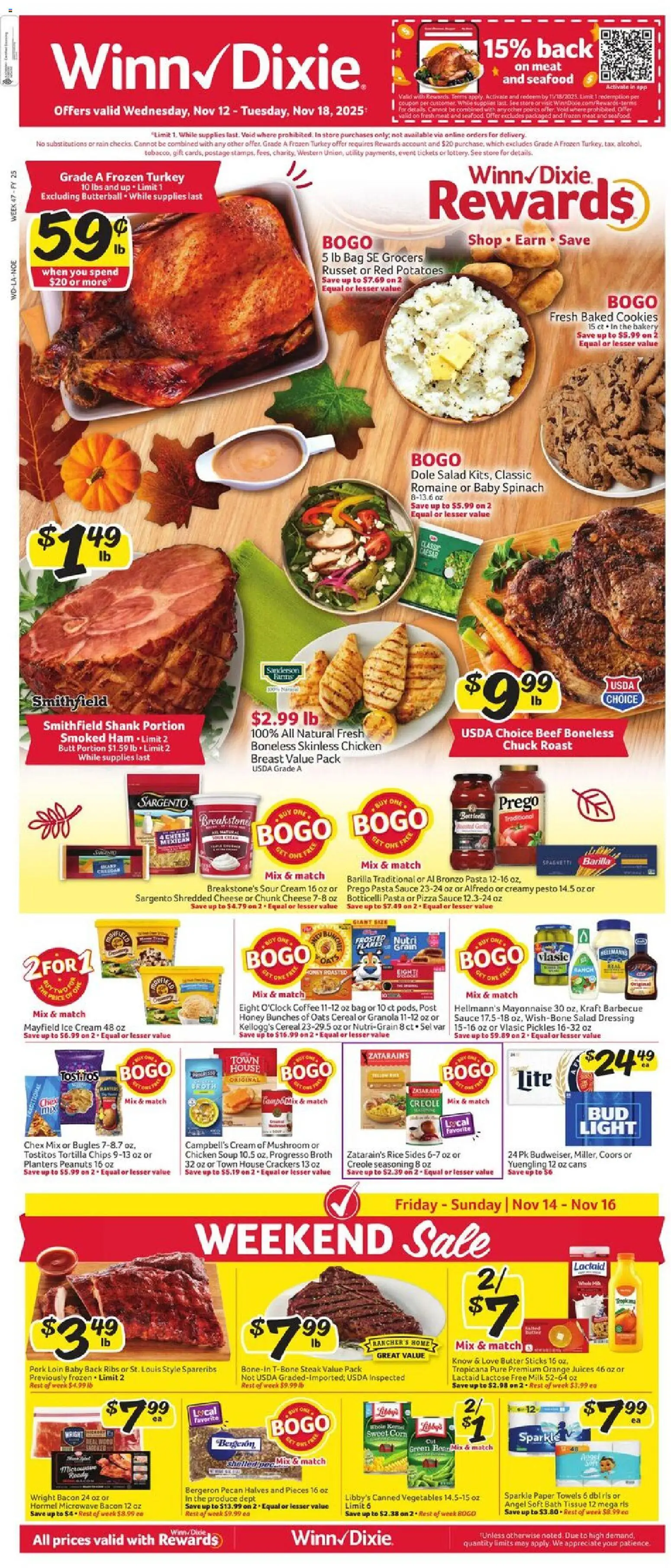 Winn Dixie Weekly Ad - page 1- valid from 11/12/2025