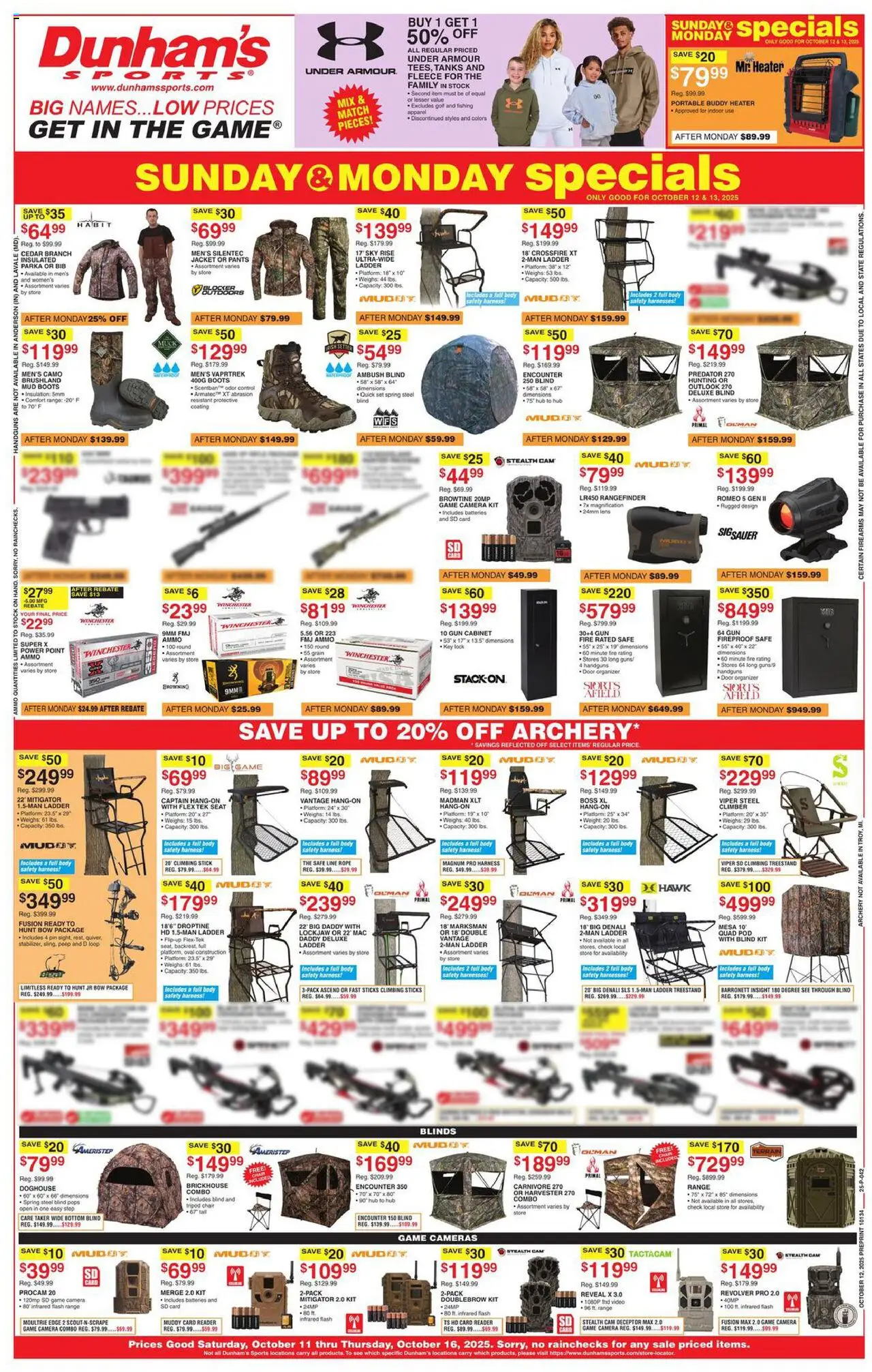 Dunham's Sports Weekly Ad - page 1- valid from 10/11/2025