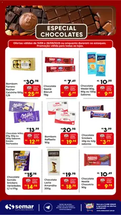 Pré-visualização Semar Supermercado - Ofertas Especial Chocolates válida a partir de 11/09/2025
