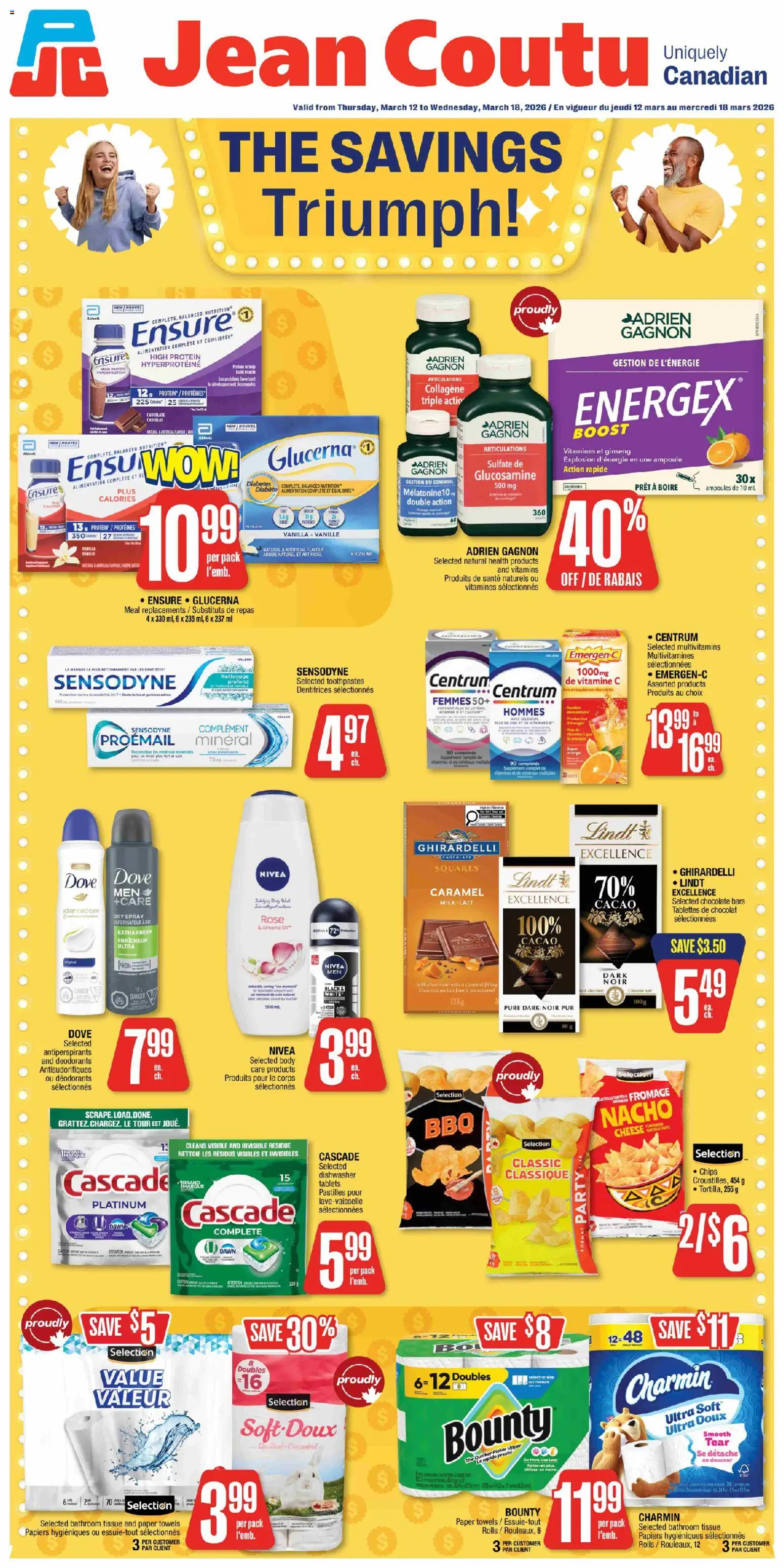Jean Coutu weekly flyer - page 1- valid from Mar 12, 2026