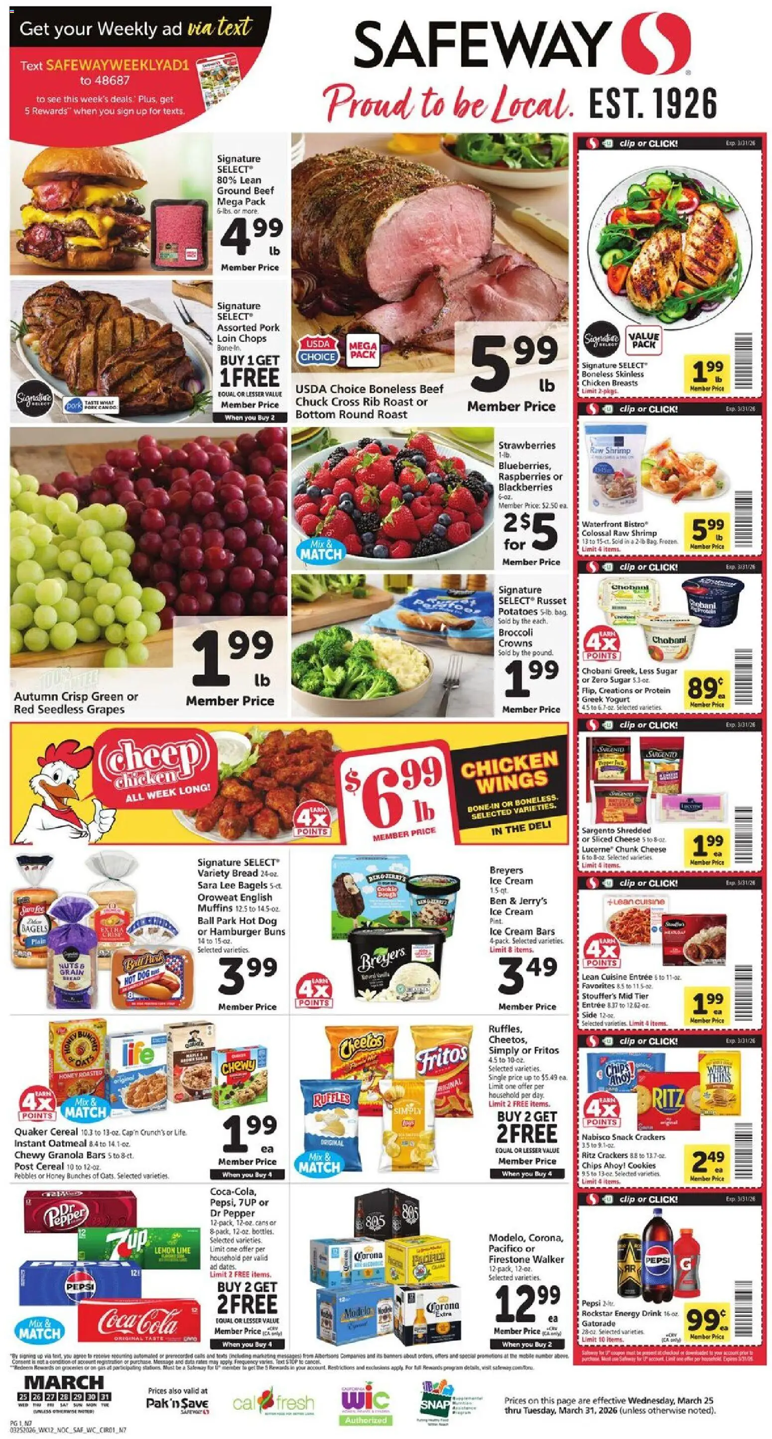 Safeway Weekly Ad - page 1- valid from 03/25/2026