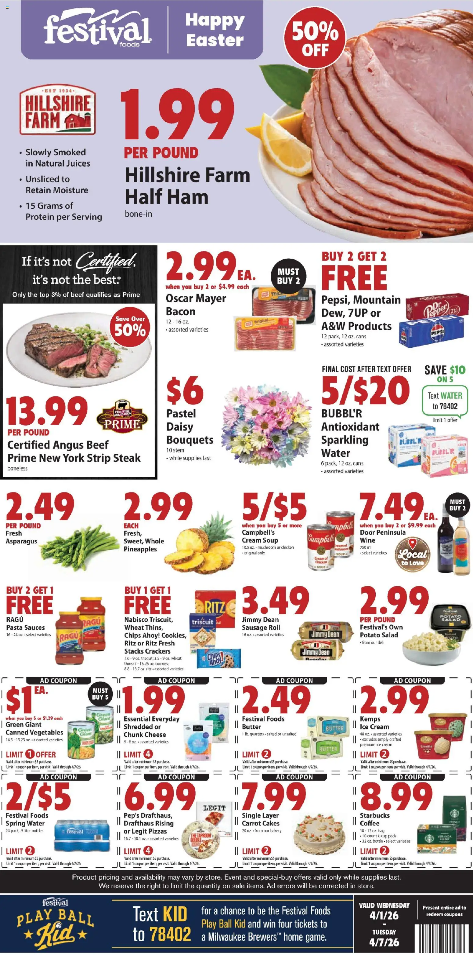 Festival Foods Weekly Ad - page 1- valid from 04/01/2026