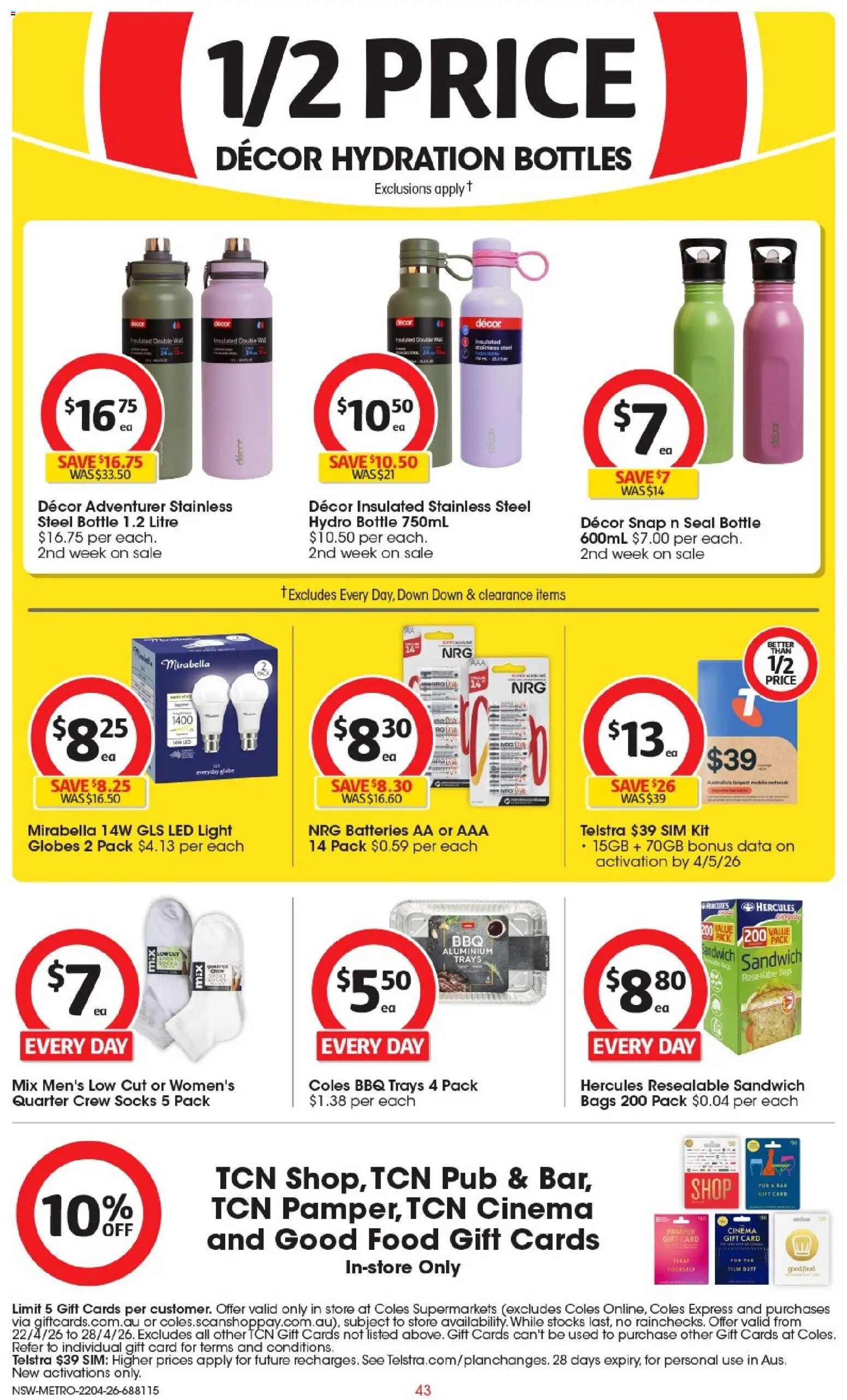 Coles catalogue  - page 43- valid from 22/04/2026