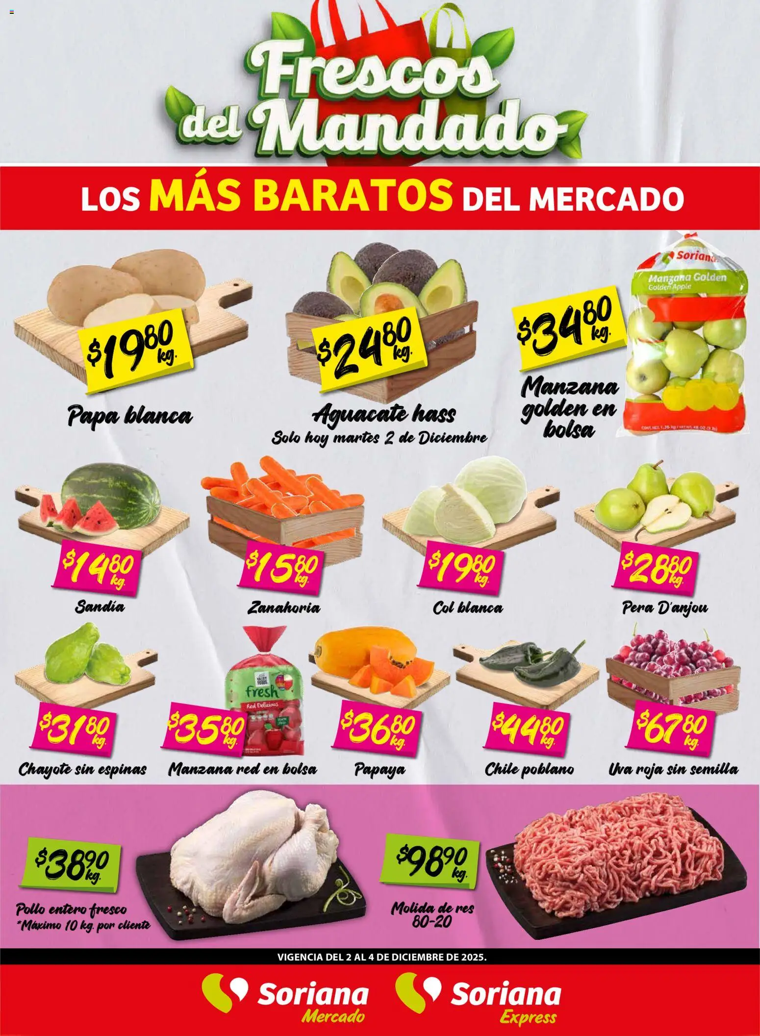 Soriana - Frescos del Mandado Mercado: Ags, Nay, Jal, Qro, Col, Mich, Gto, Hgo, Tlax, Mor, Pue, Gro, Oax, Edo. de Mex, CDMX, Zac y - página 1- válido desde 02/12/2025