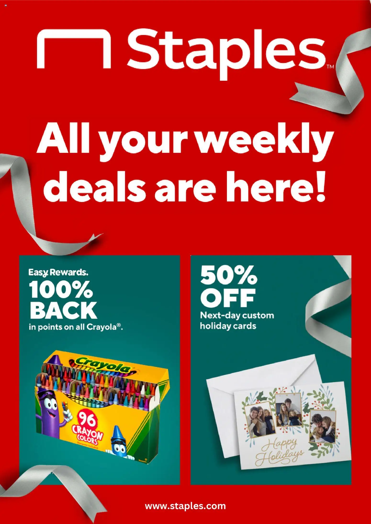 Staples Weekly Ad - page 1- valid from 12/14/2025