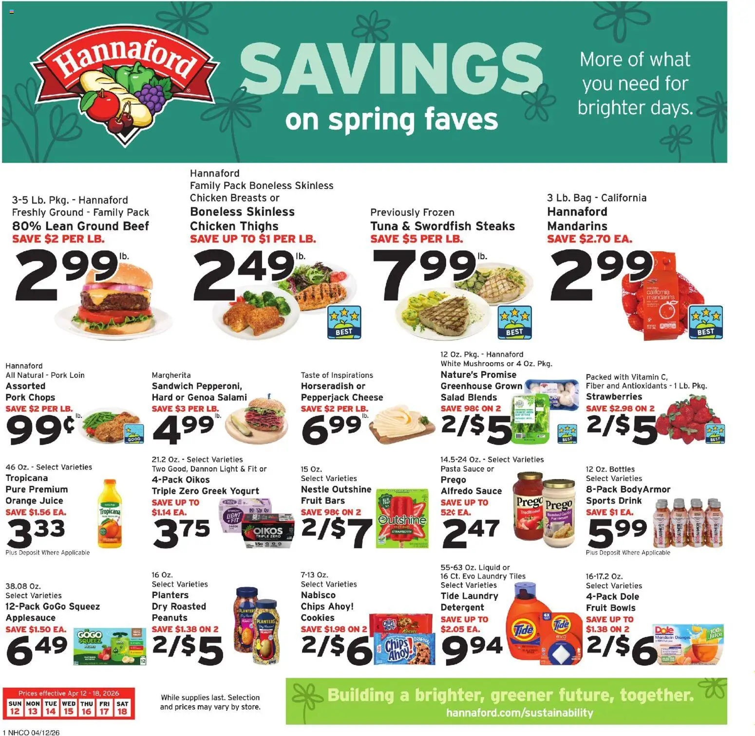 Hannaford Weekly Ad - page 1- valid from 04/12/2026