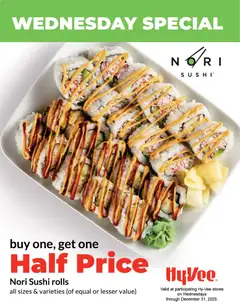 Preview HyVee Sushi Wednesday Special valid from 11/05/2025