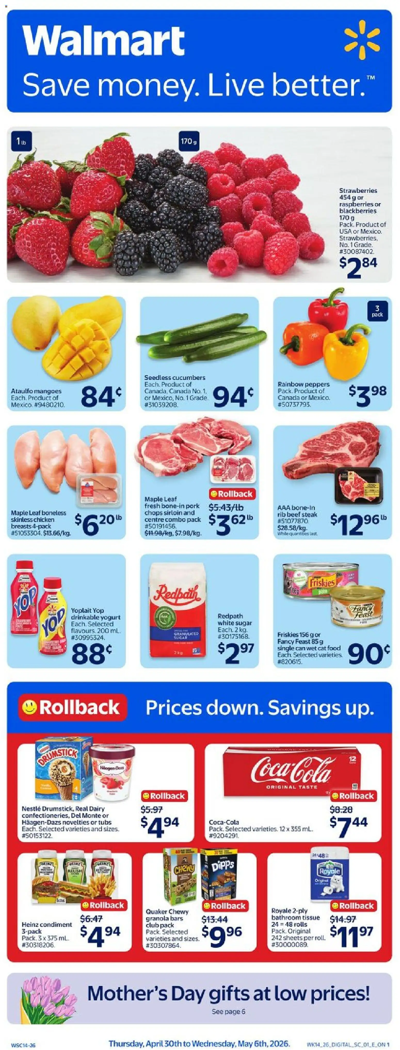 Walmart weekly flyer - page 1- valid from Apr 30, 2026