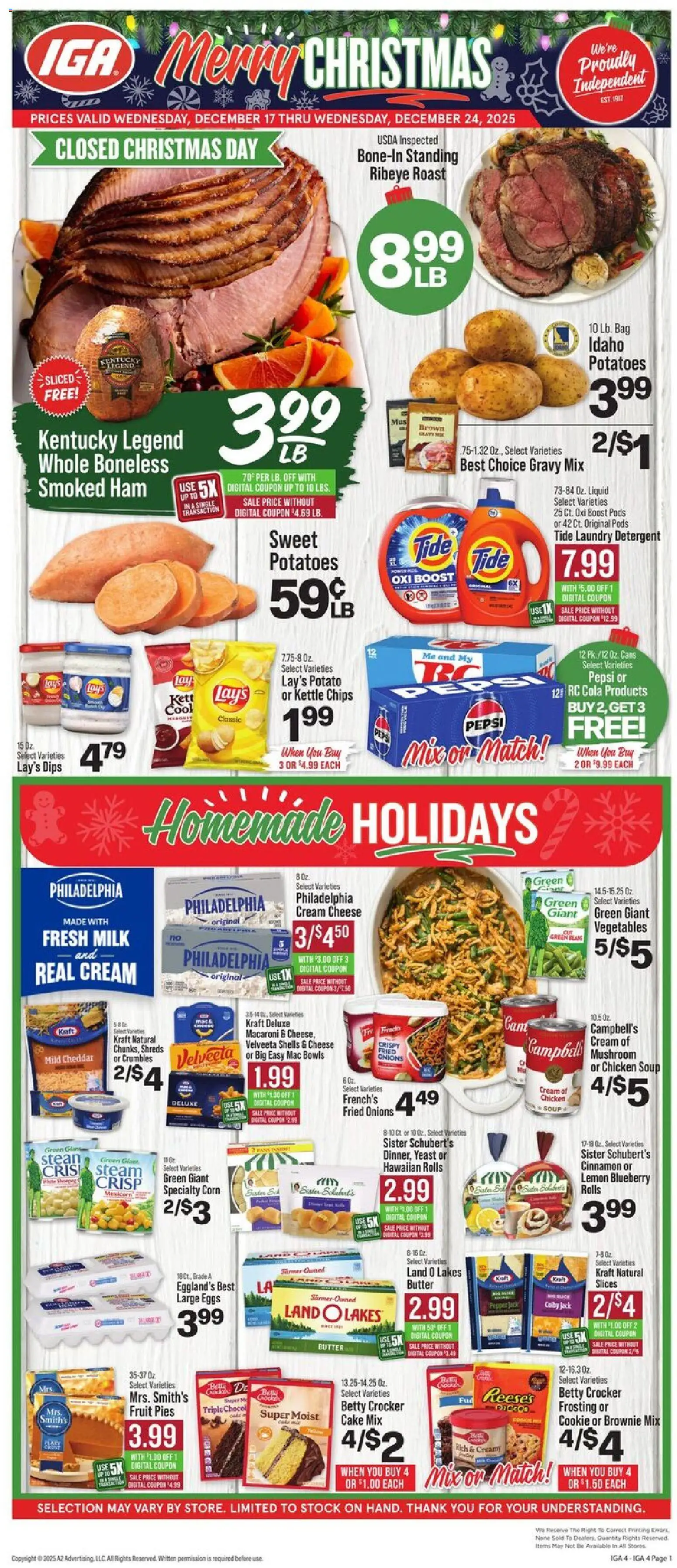 IGA Weekly Ad - page 1- valid from 12/17/2025