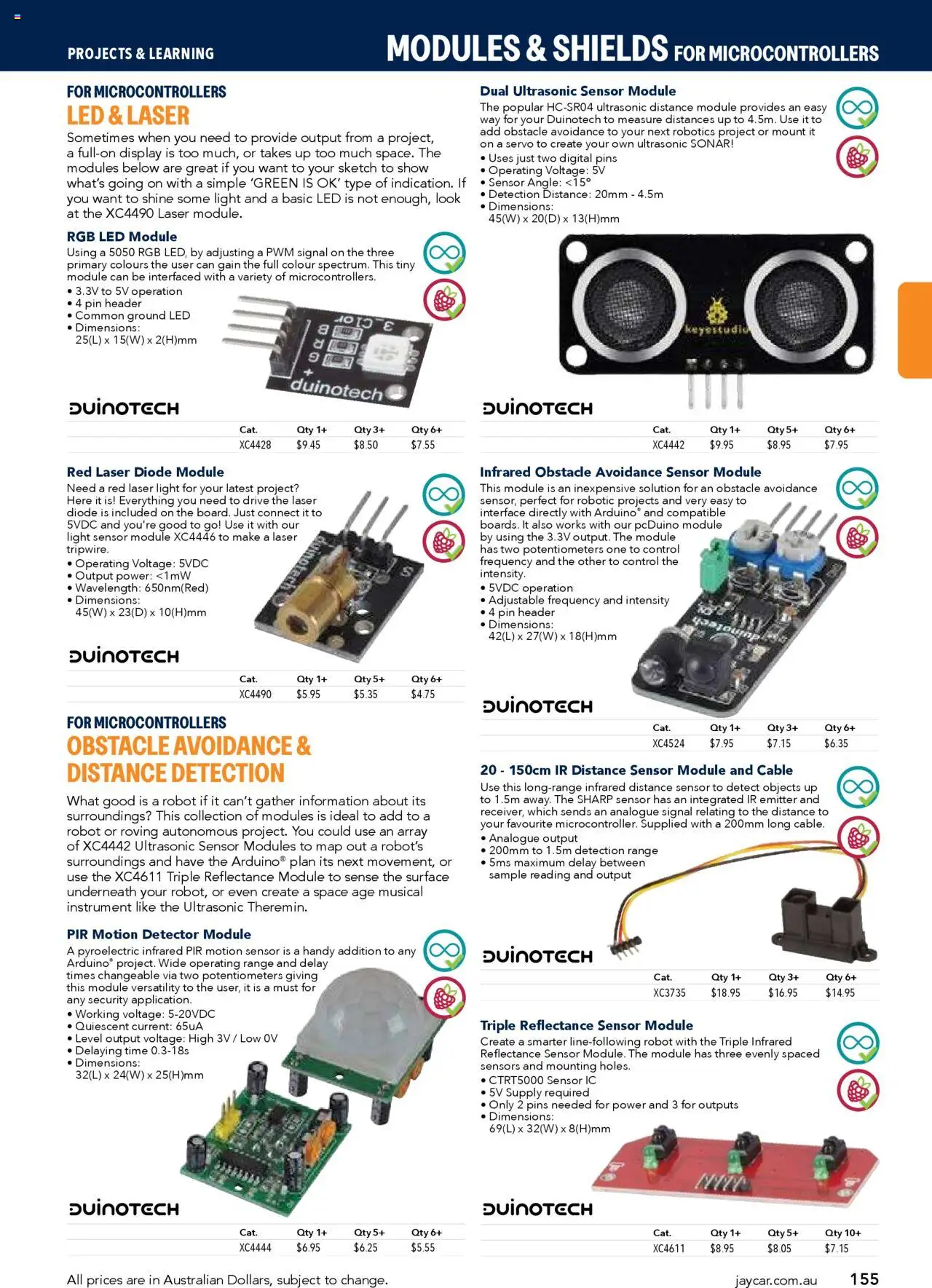 Jaycar Engineering & Scientific Catalogue 2025/2026  - page 155- valid from 09/07/2025