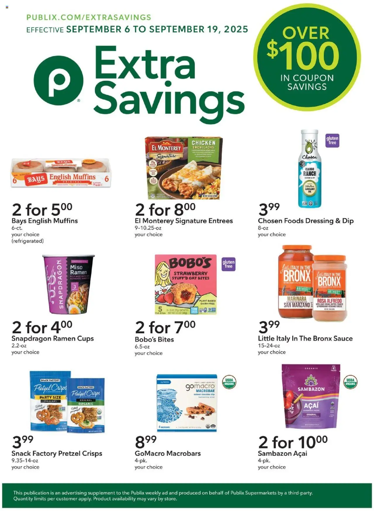 Publix Extra Savings - page 1- valid from 09/06/2025