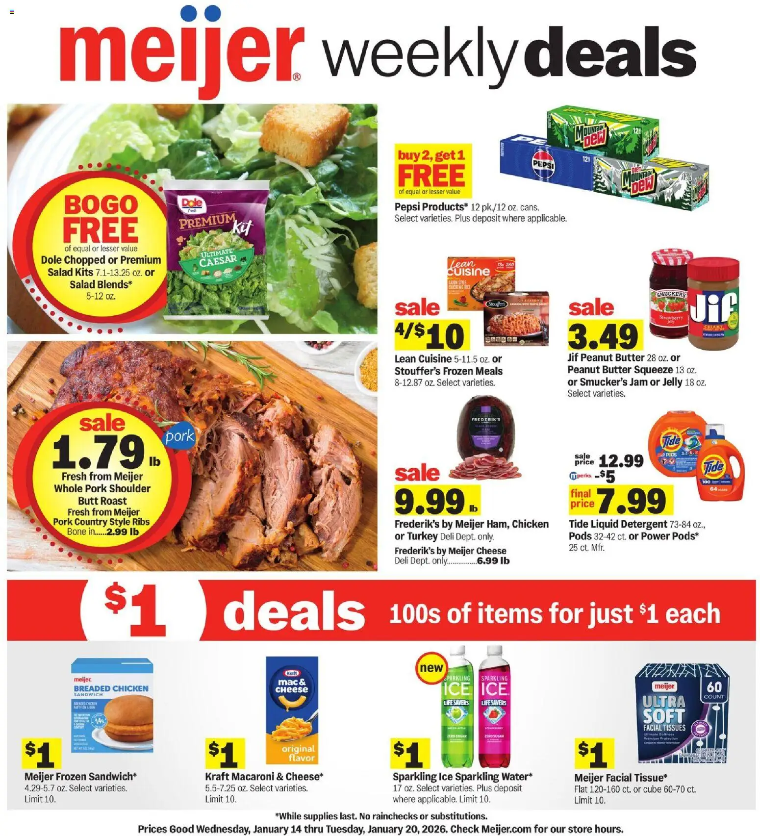 Meijer Weekly Ad - page 1- valid from 01/14/2026