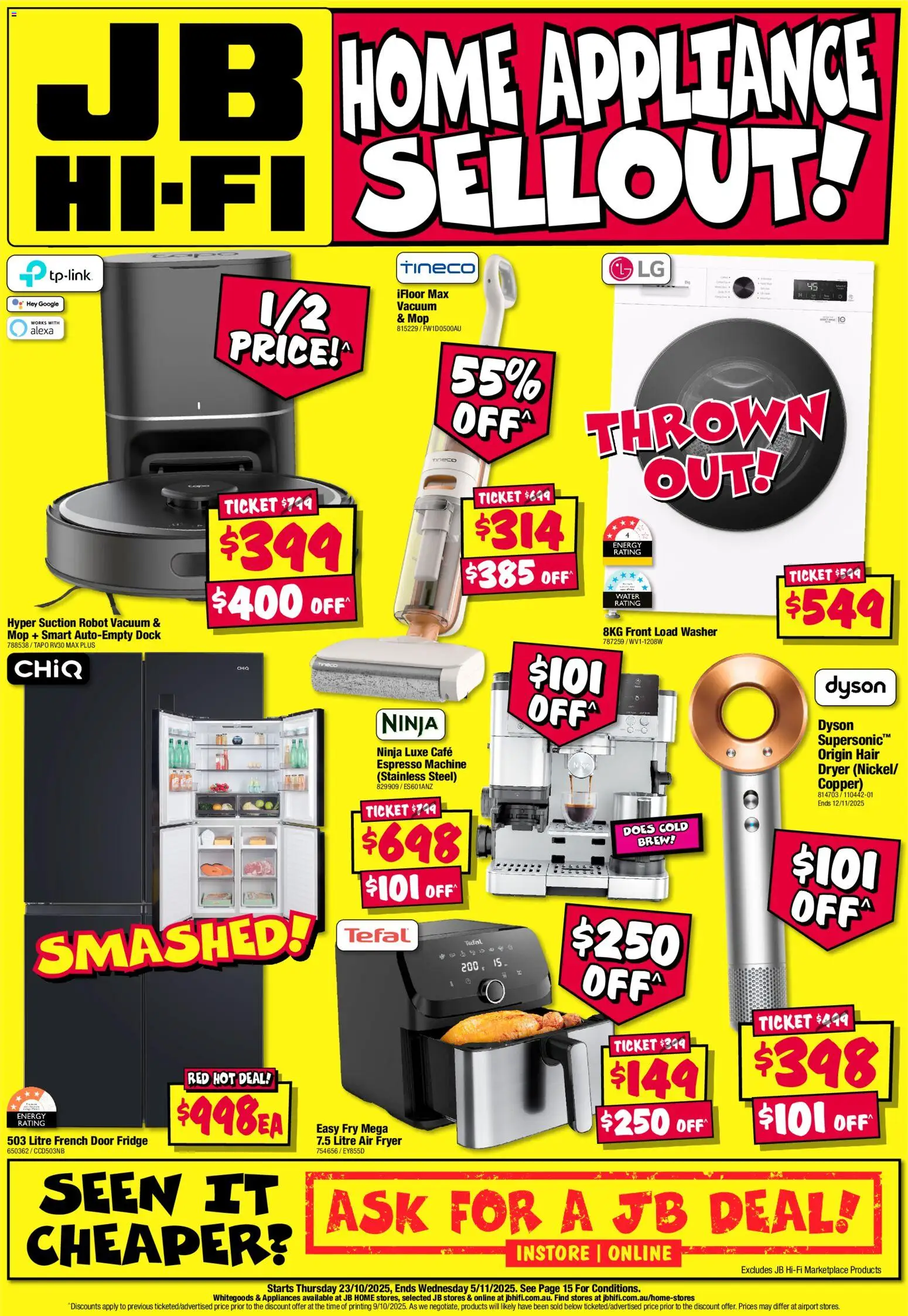 JB Hi-Fi Home Appliance Sellout - page 1- valid from 23/10/2025