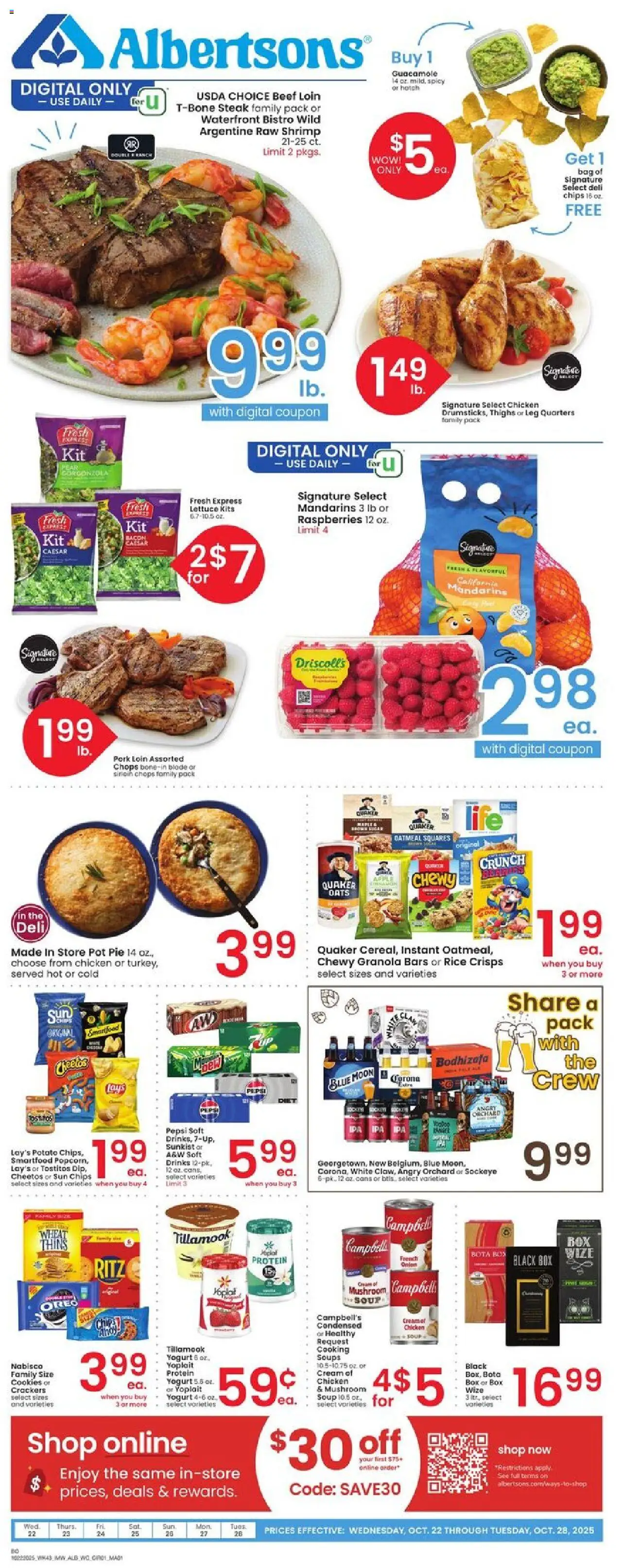 Albertsons Weekly Ad - page 1- valid from 10/22/2025