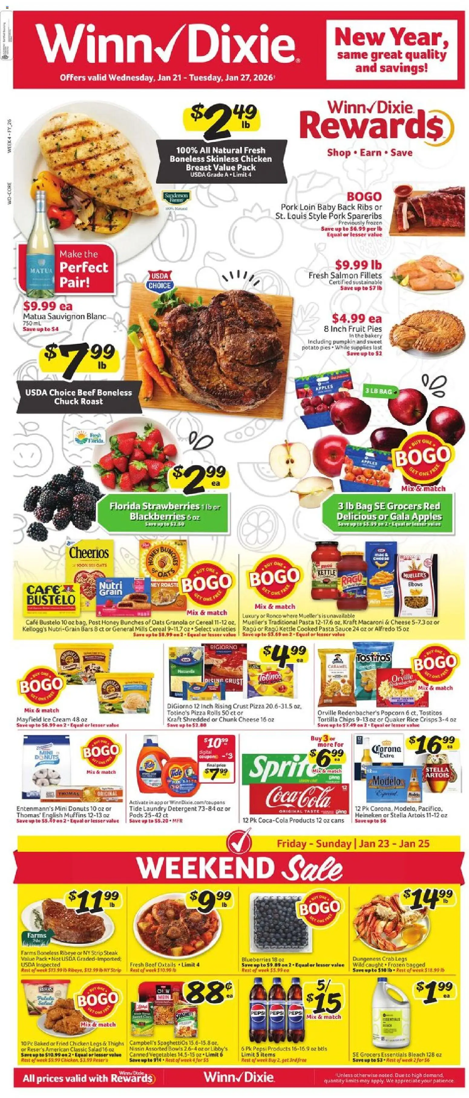 Winn Dixie Weekly Ad - page 1- valid from 01/21/2026