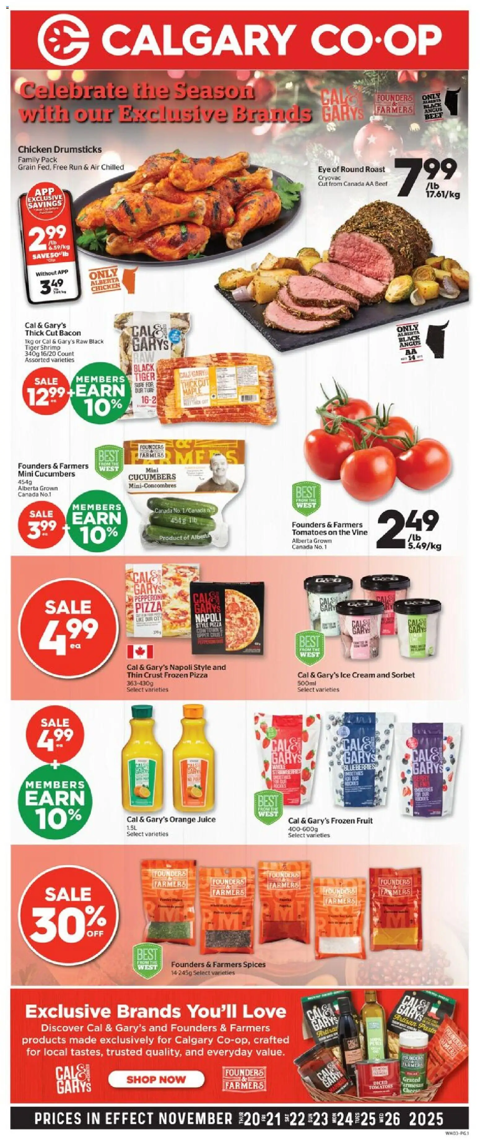 Calgary Co-op weekly flyer / circulaire - page 1- valid from Nov 20, 2025