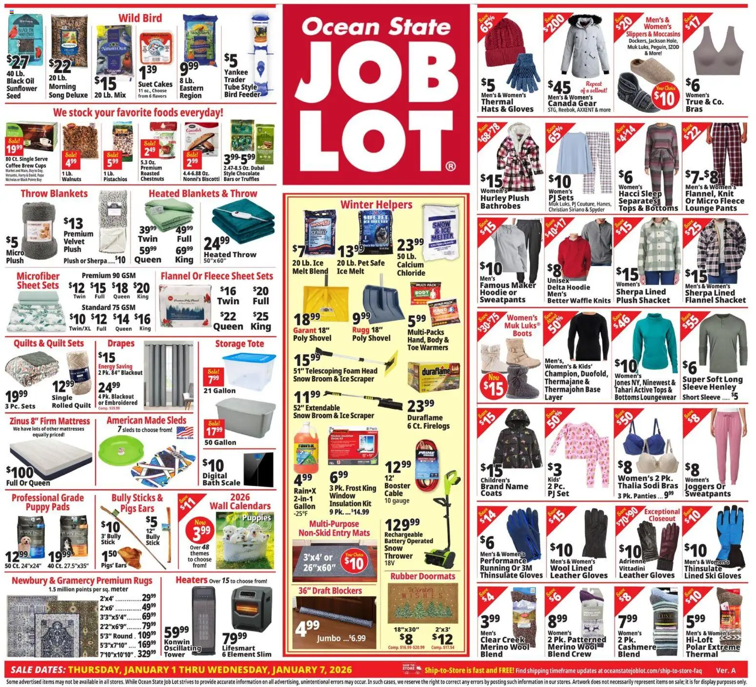 Ocean State Job Lot Weekly Ad - page 1- valid from 01/01/2026