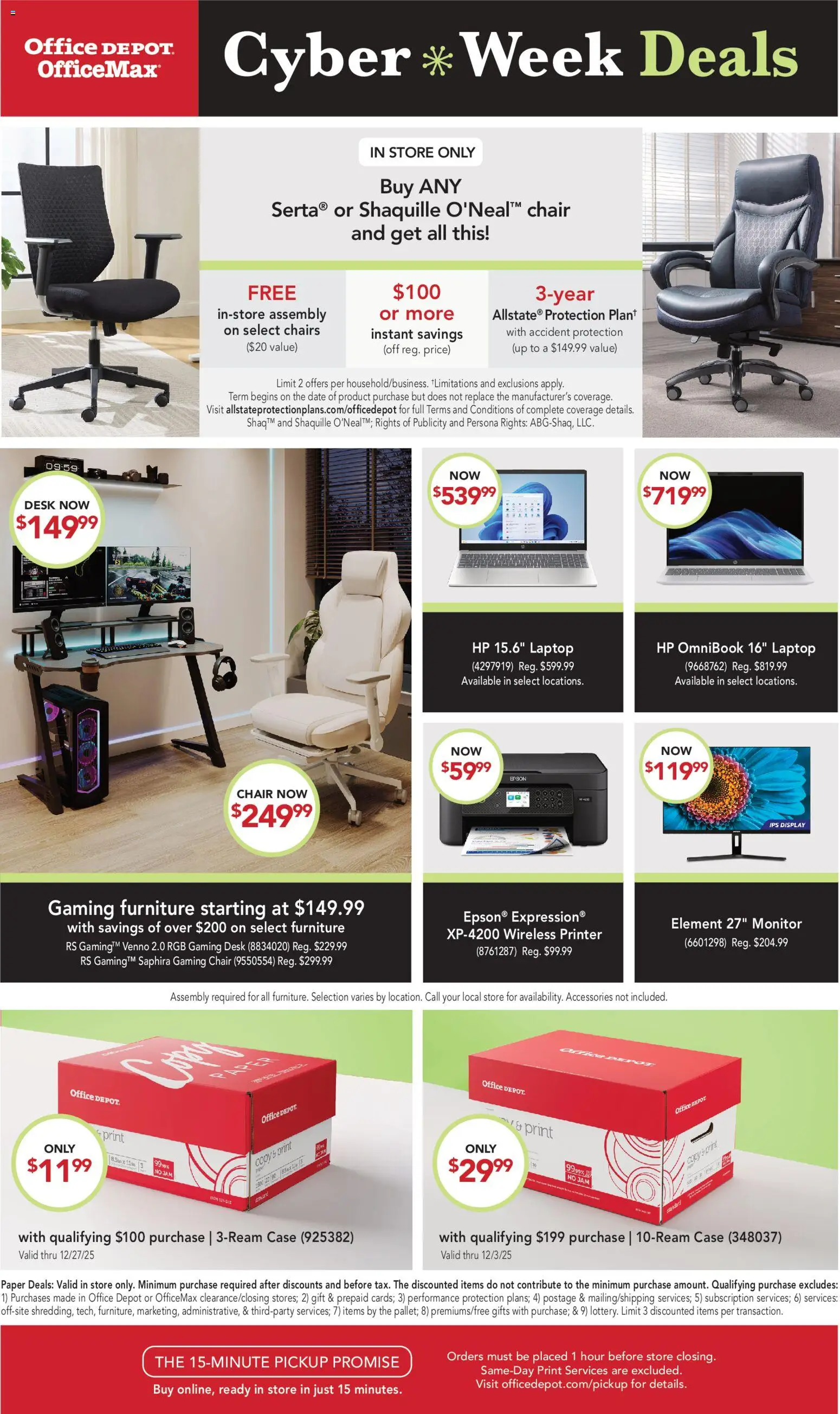 Office Depot Cyber Week Deals - page 1- valid from 11/30/2025