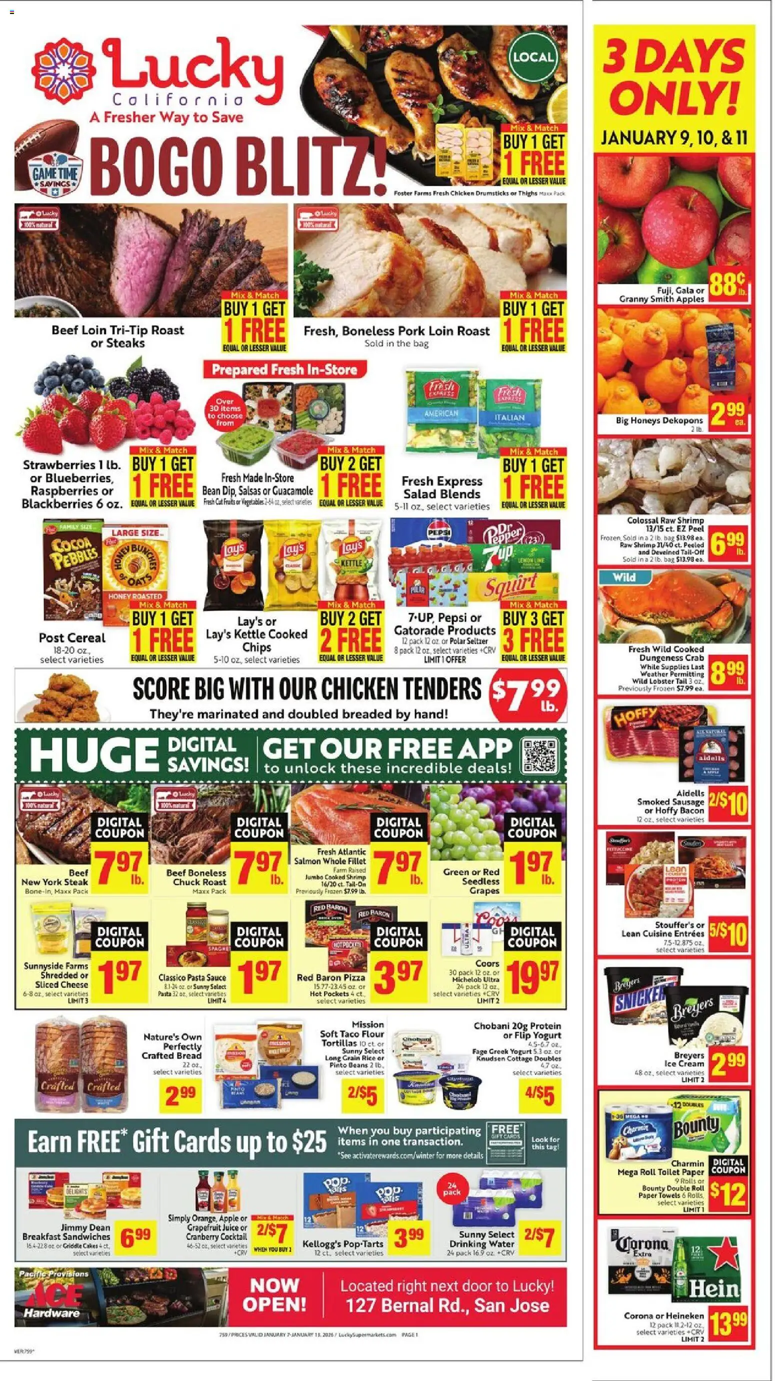 Lucky Supermarkets Weekly - CA - page 1- valid from 01/07/2026