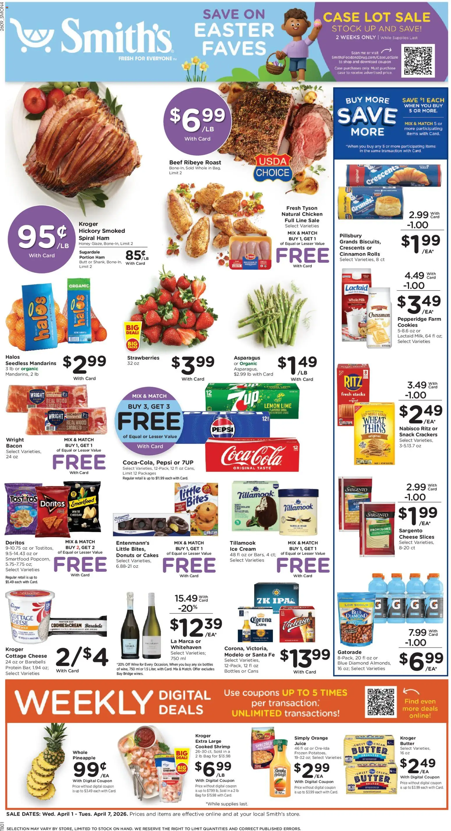 Smith's Weekly Ad - page 1- valid from 04/01/2026