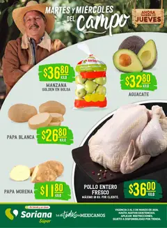 Soriana Martes y Miércoles del Campo Súper: Tijuana, Mexicali, Ensenada, San Luis Río Colorado y Tecate válido desde 03/03/2026