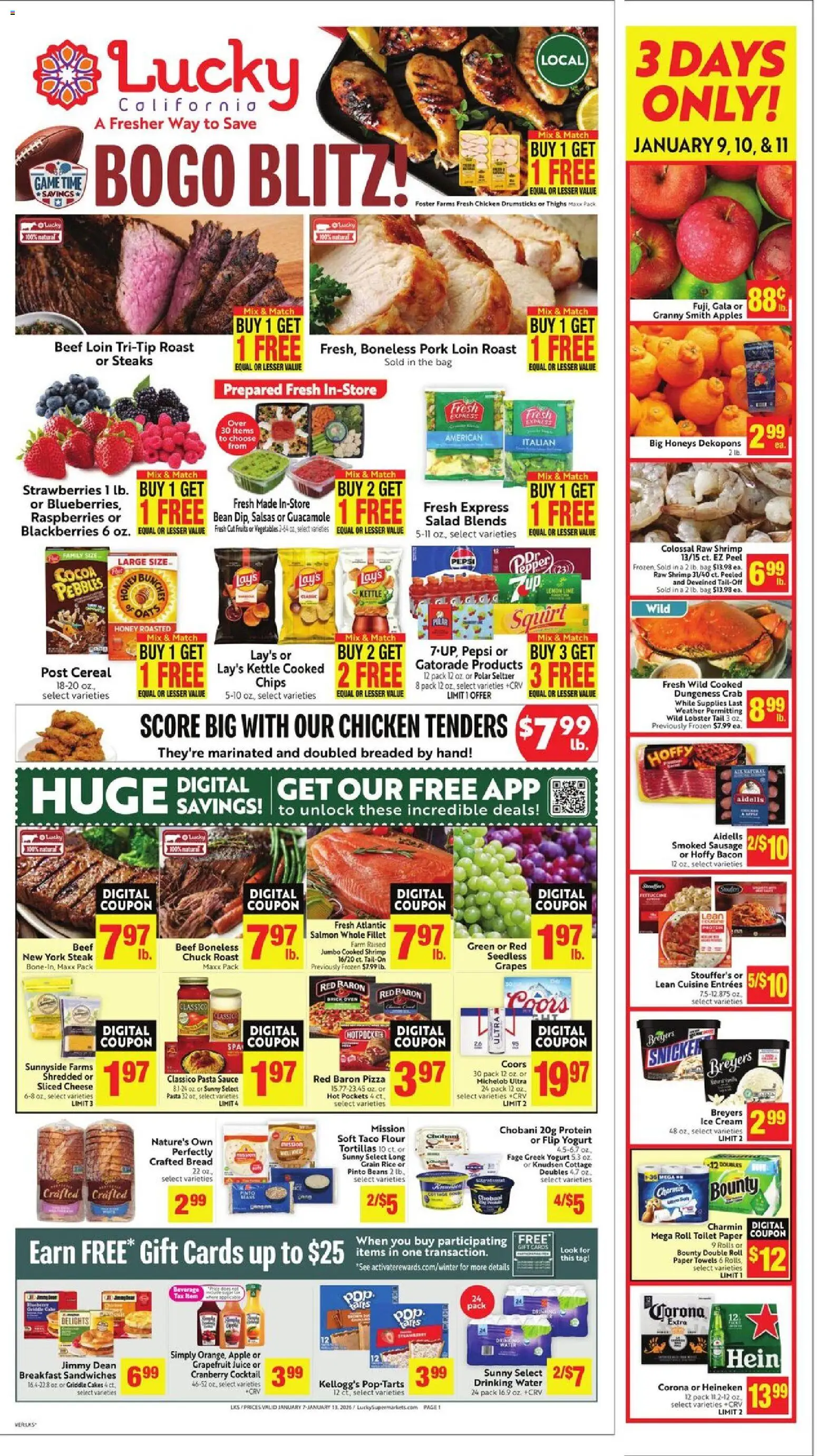 Lucky Supermarkets Weekly - CA - page 1- valid from 01/07/2026