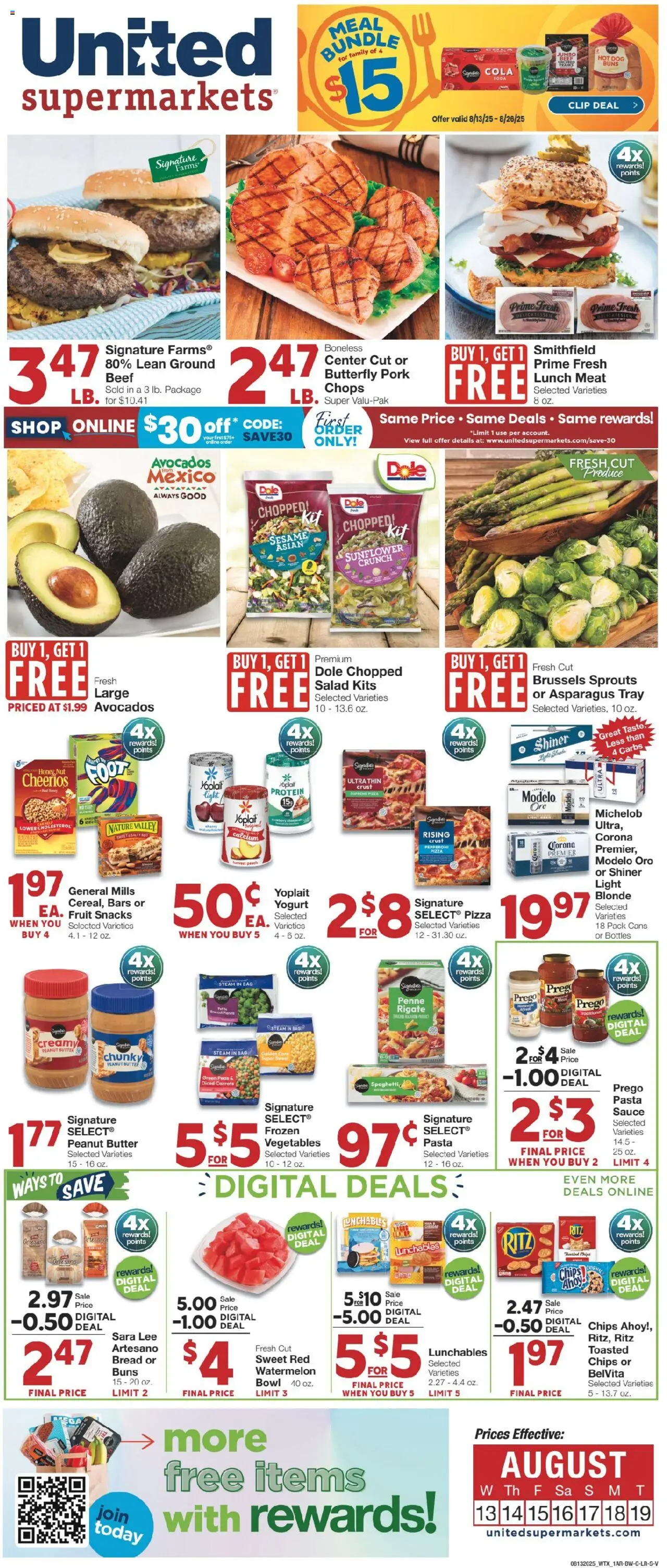 United Supermarkets Weekly Ad - page 1- valid from 08/12/2025