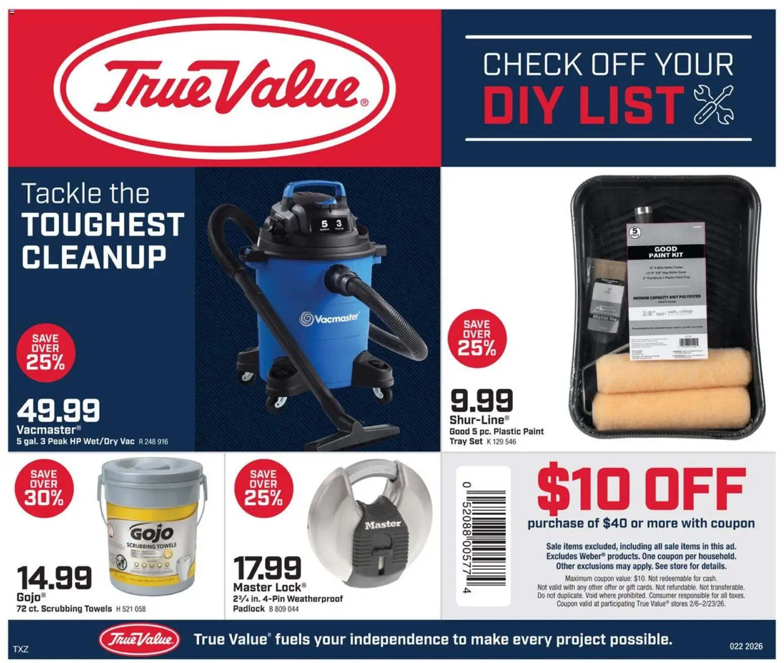 True Value Weekly Ad - page 1- valid from 02/06/2026