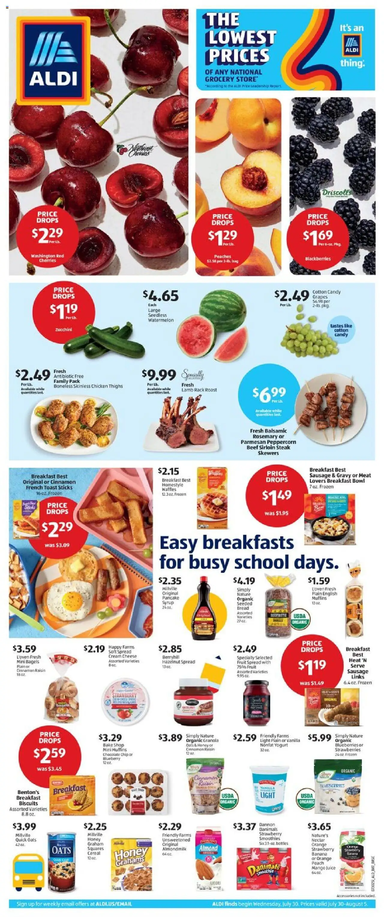 Aldi Weekly Ad - page 1- valid from 07/30/2025