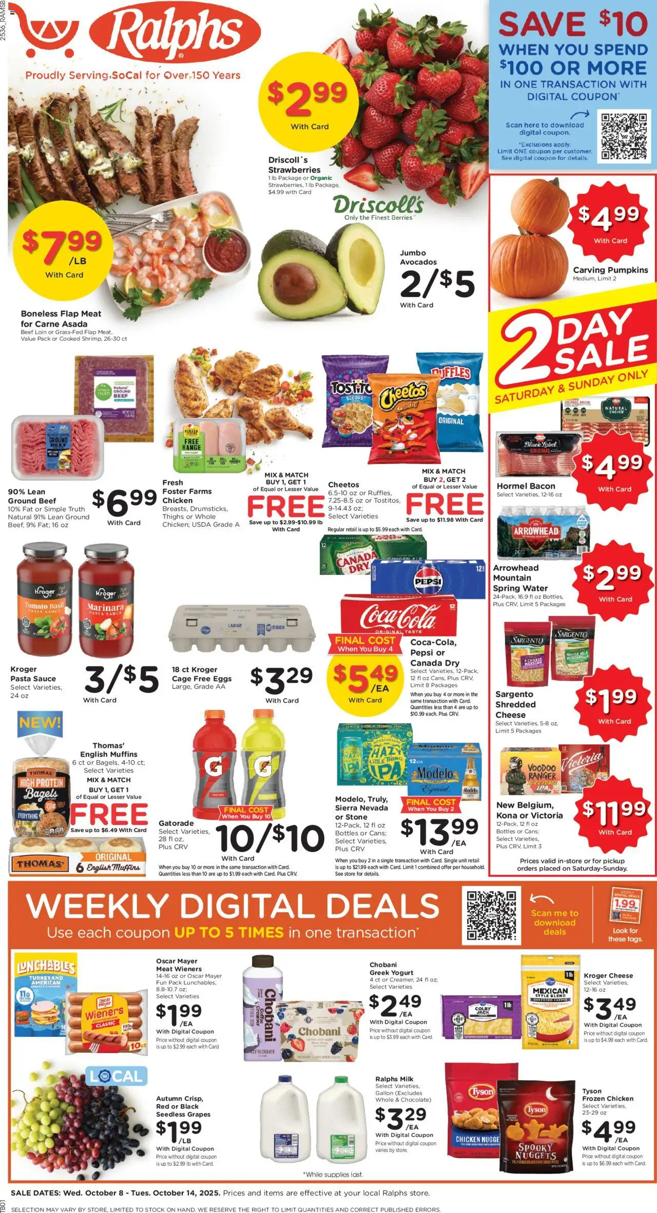 Ralphs Weekly Ad - page 1- valid from 10/08/2025